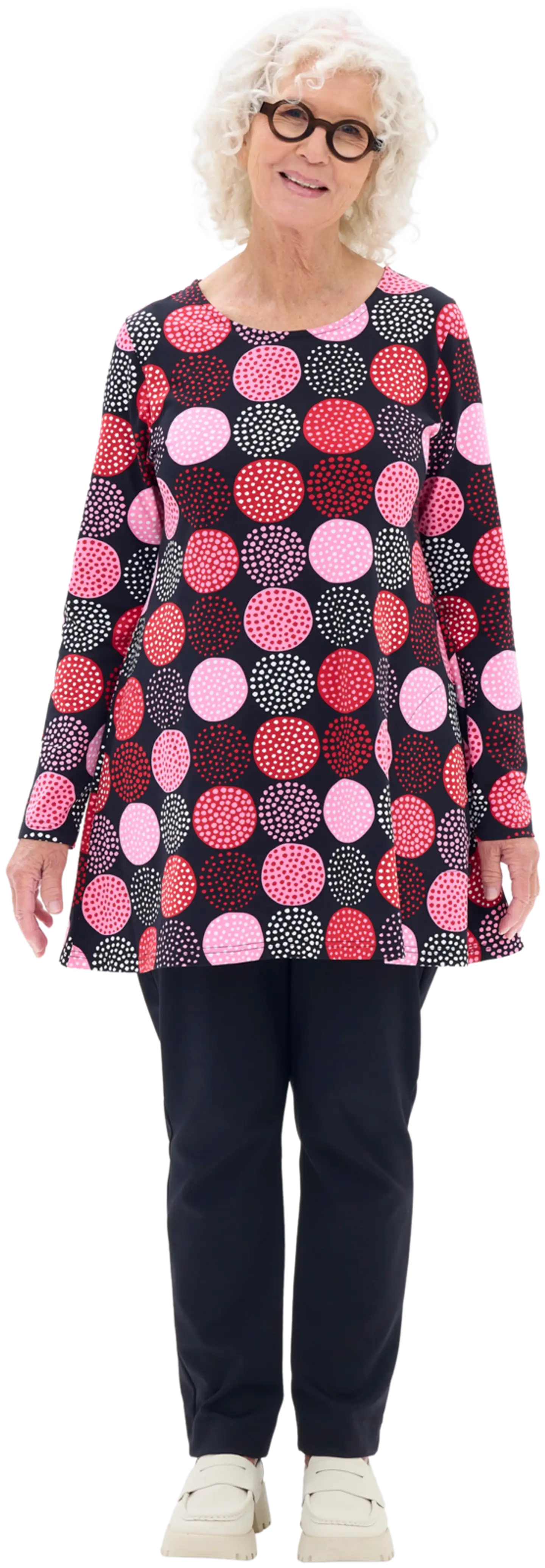 RATIA® naisten pitkähihainen trikootunika Pisara Lumipallo - PUNAINEN/PINKKI - 3