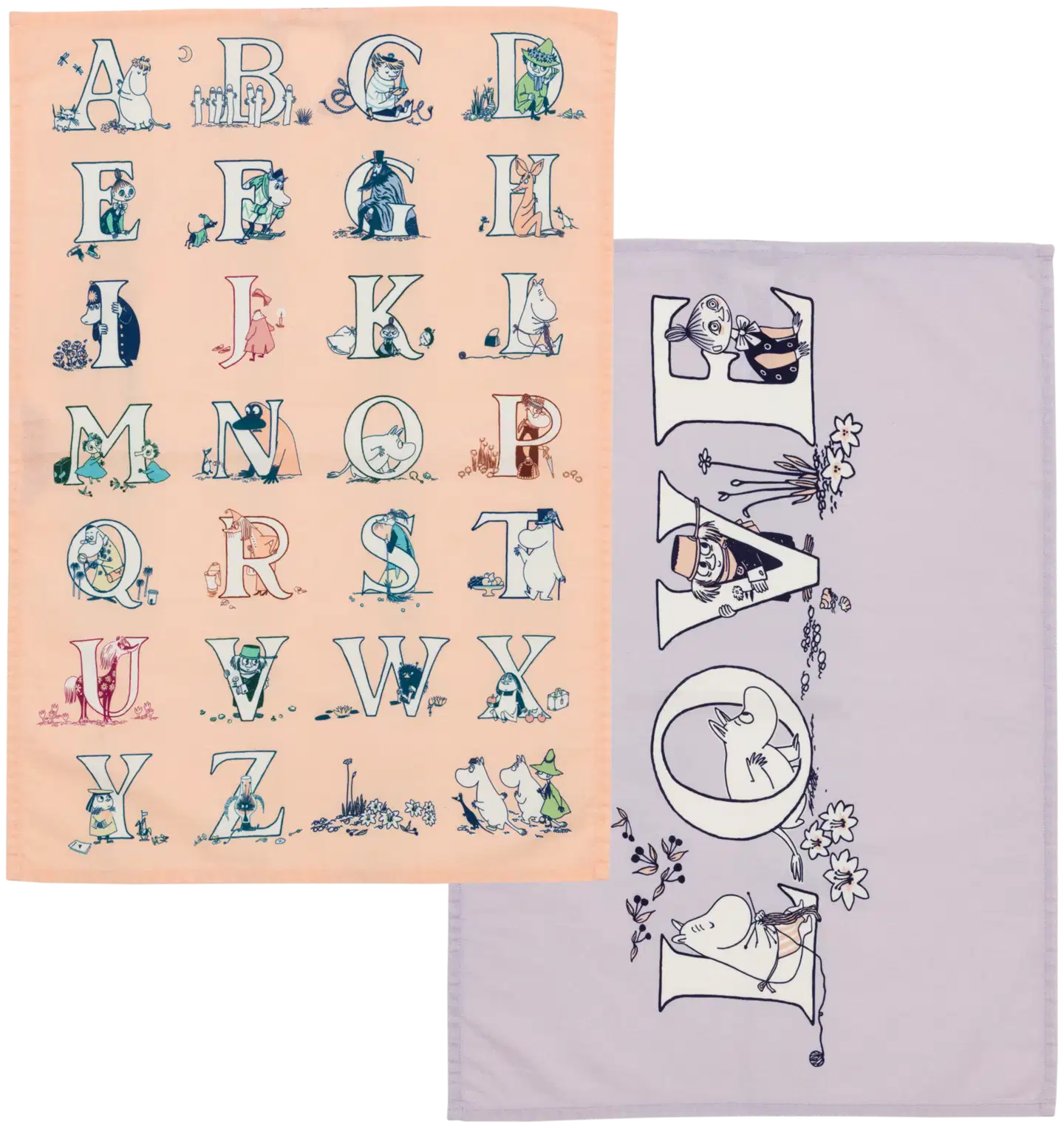 Moomin Arabia Muumi keittiöpyyhesetti 50x70 Aakkoset GOTS - 1