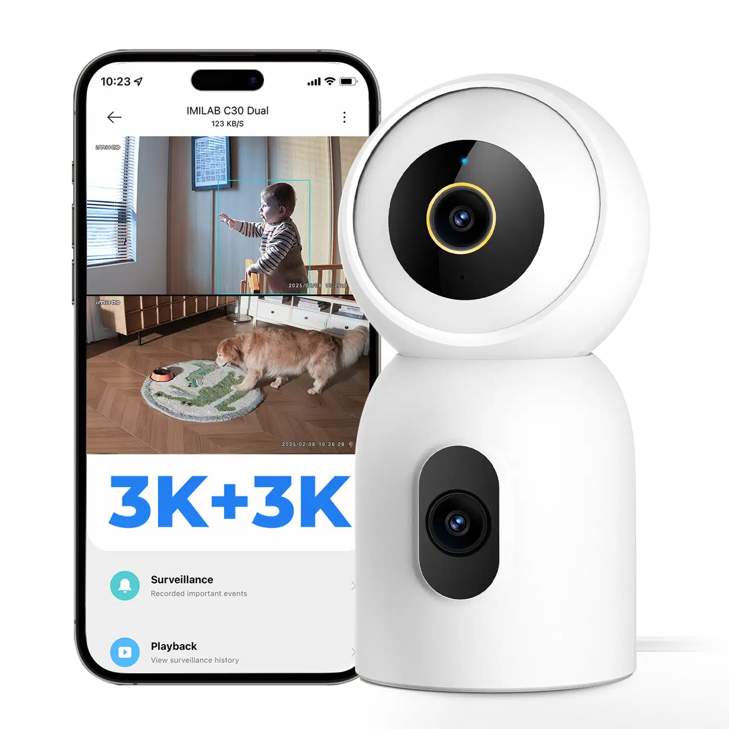 Imilab C30 Dual 3K+3K WiFi -valvontakamera kahdella objektiivilla sisäkäyttöön CMSXJ111A - 19