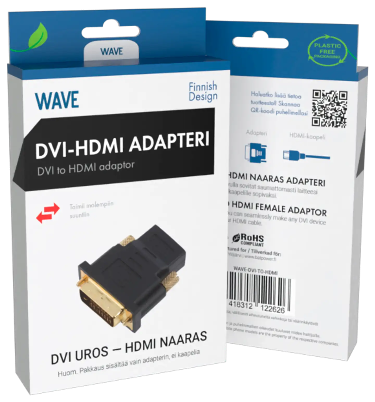 Wave Adapteri, DVI uros - HDMI naaras, Musta - 2