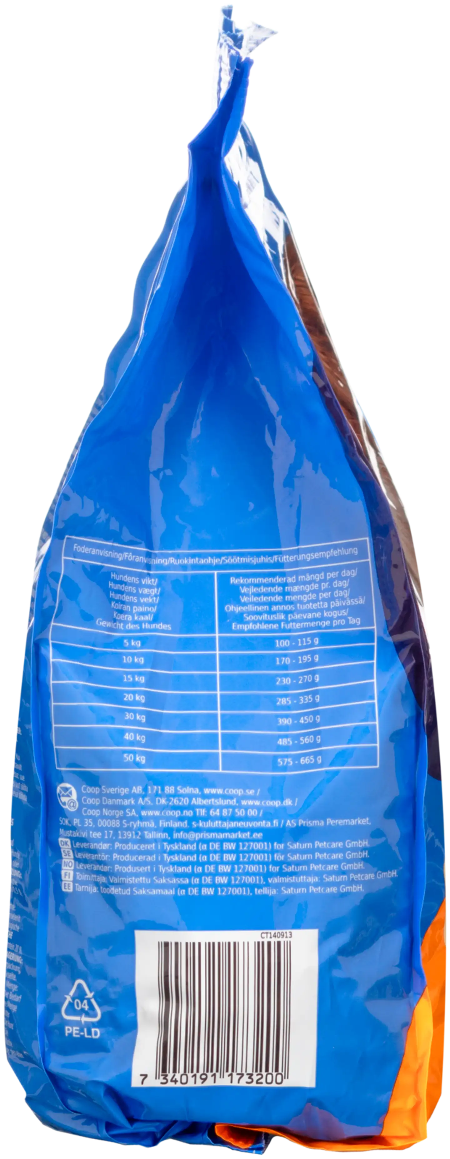 Coop puolikostea ruoka sis. kanaa ja kasviksia täysikasvuisille koirille täysrehu 1,5 kg - 2