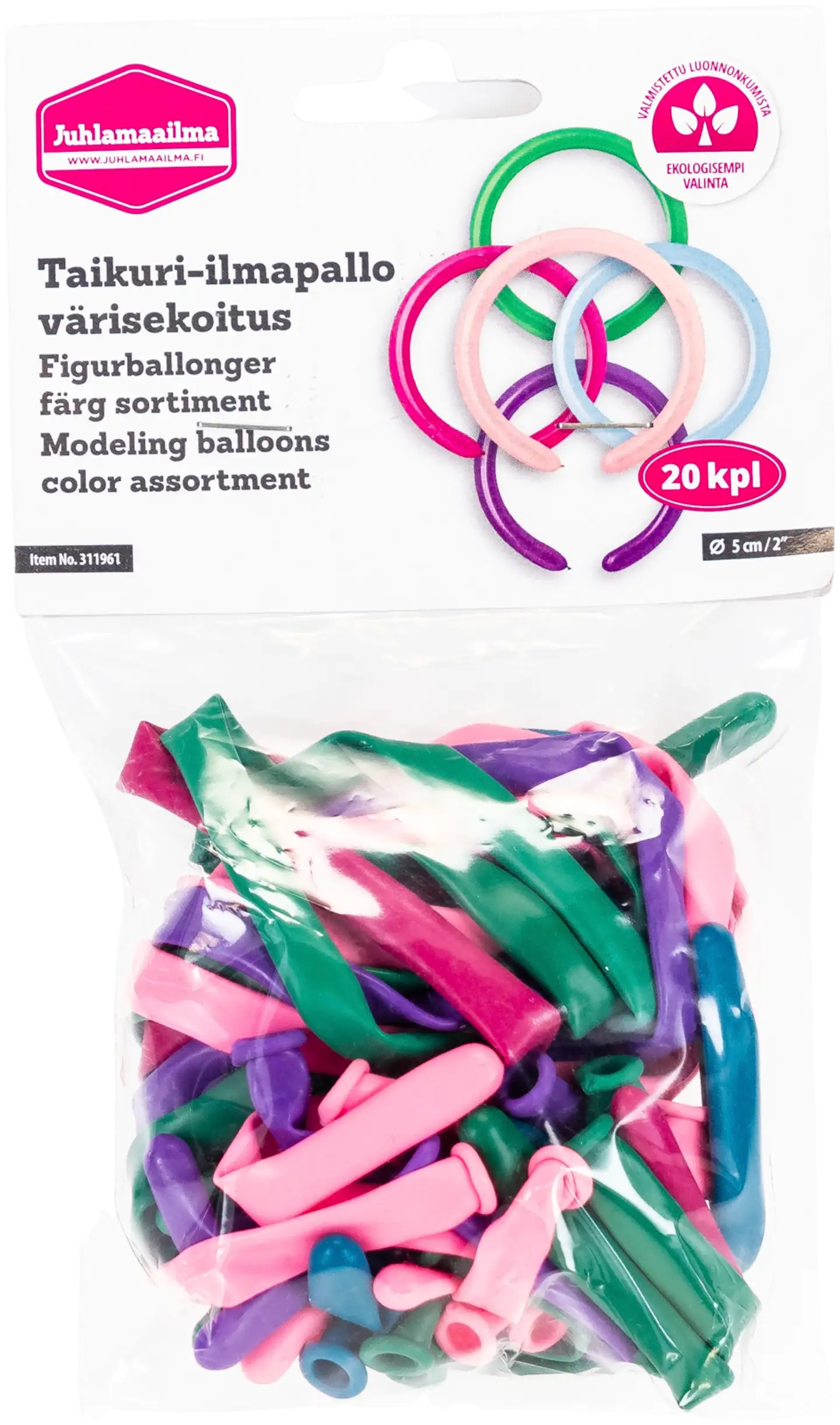Taikuri-ilmapallo värisekoitus 20 kpl/pss - 2