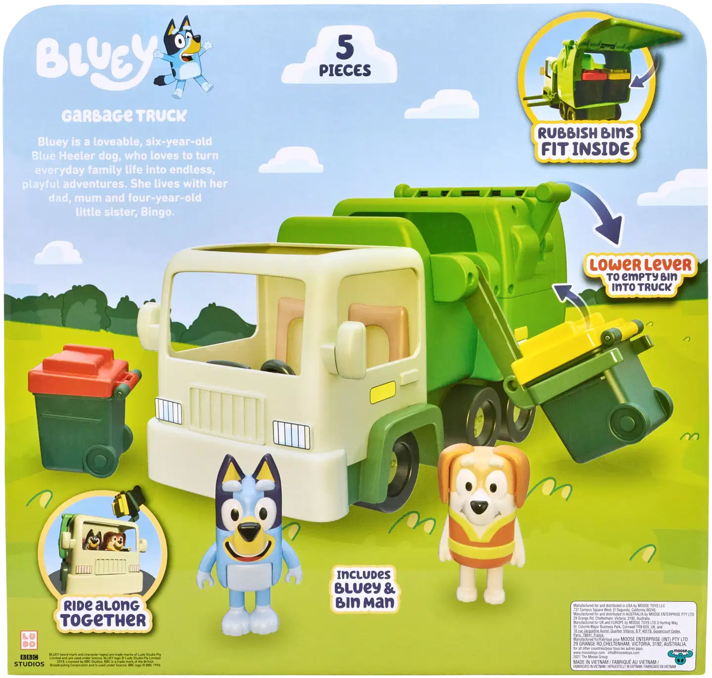 Bluey roska-auto 22 cm, 2 hahmoa & tarv. - 4