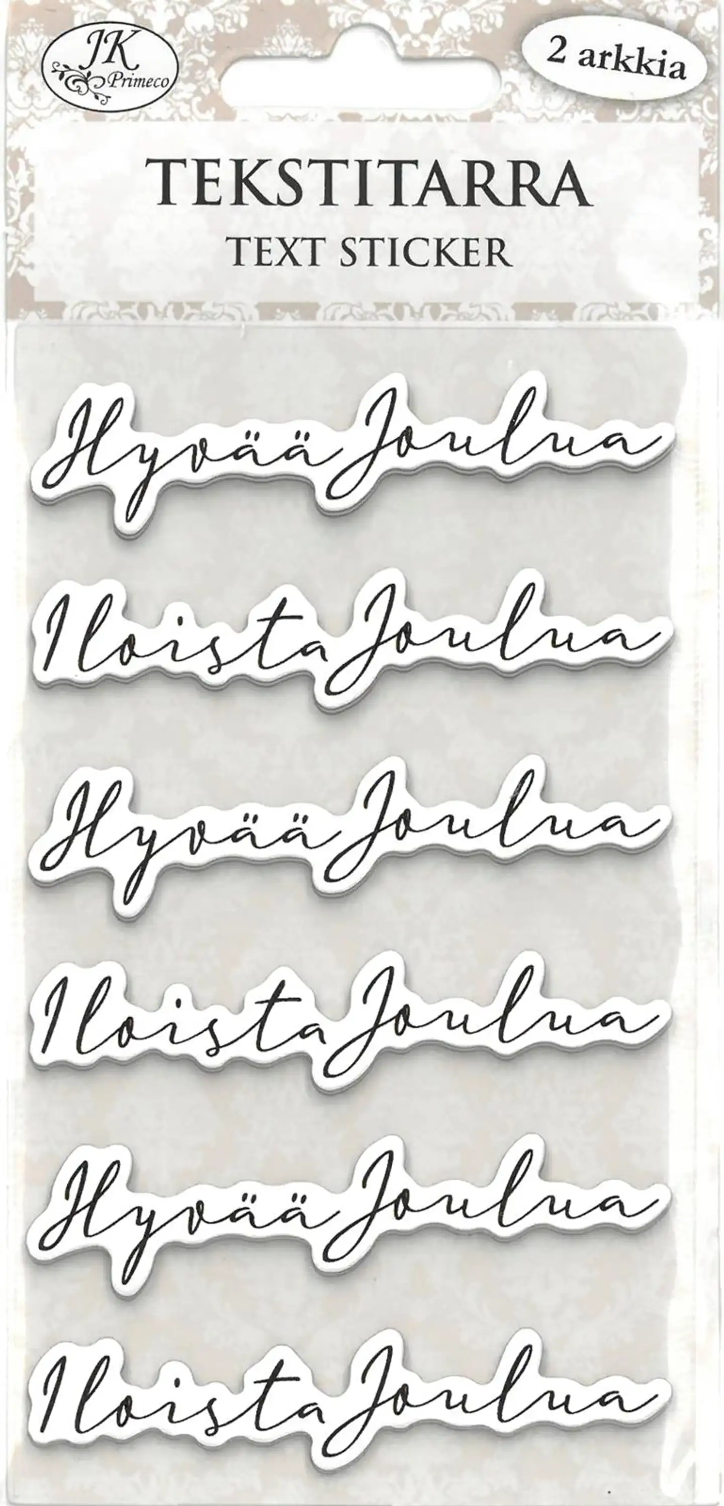 J.K. Primeco Tekstitarra Jouluteksti musta 2ark