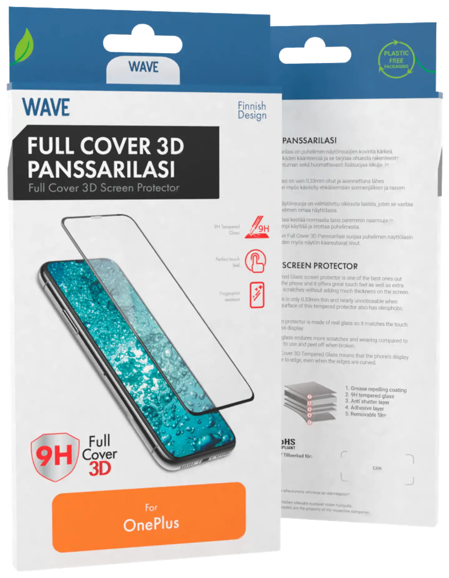 Wave Full Cover 3D Panssarilasi, OnePlus 12, Musta Kehys