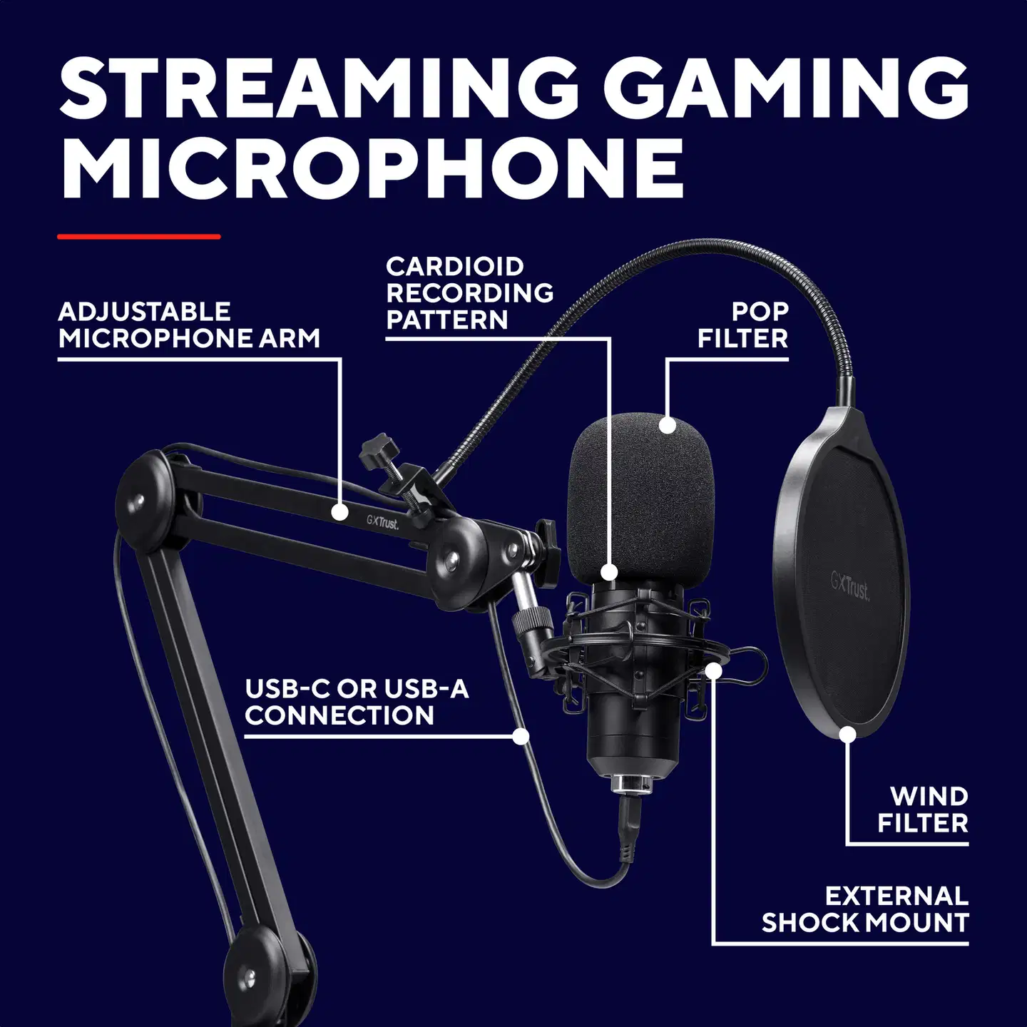 Trust GXT270 Emita+ II Mikrofoni pöytäkiinnityksellä - 14