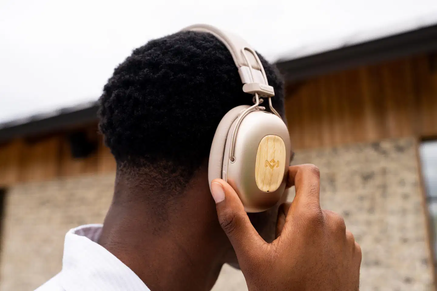 House of Marley langattomat vastamelukuulokkeet Positive Vibration Rebel, beige/puu - 4