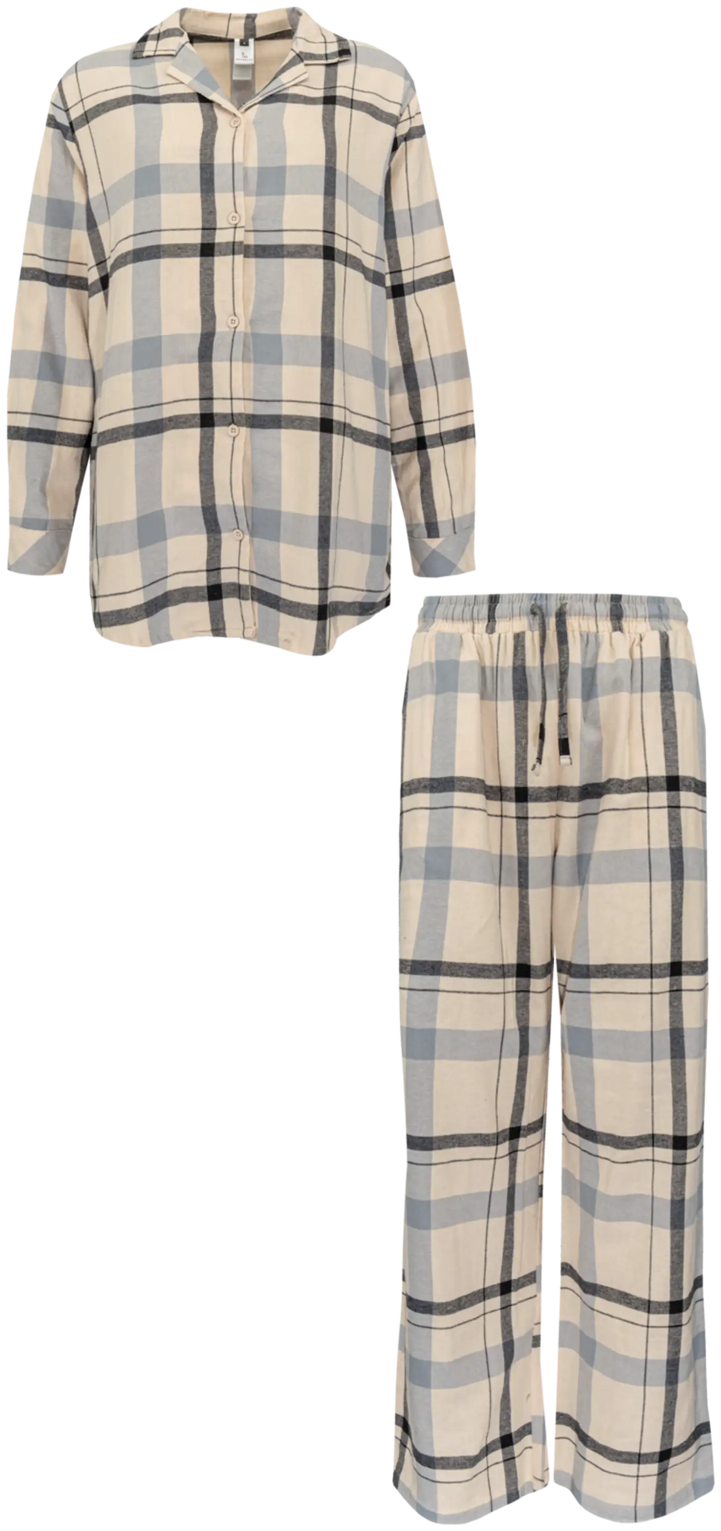Actuelle naisten flanellipyjama 212A382516 - Beige/black check - 1