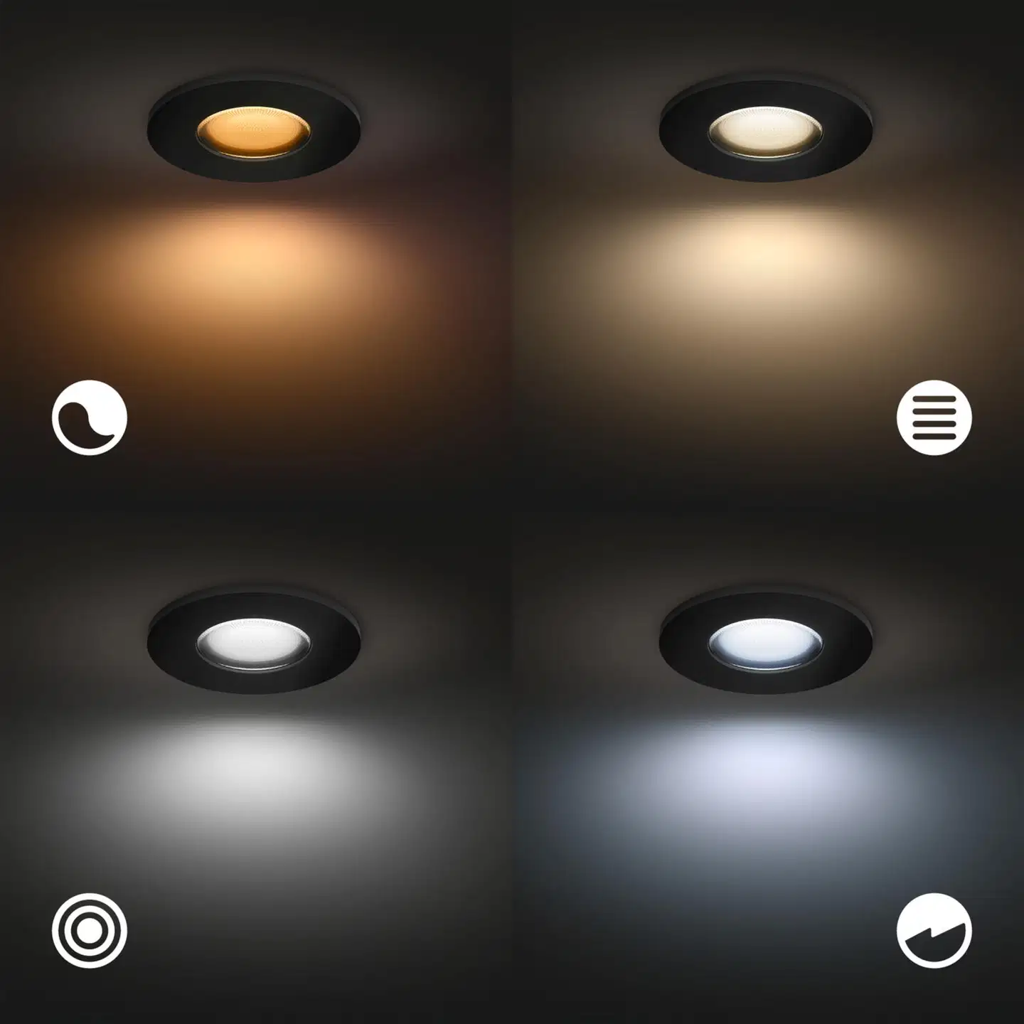 Philips Hue Xamento -upotettu alasvalo kylpyhuoneeseen 4.2W 2000-6500K 1200LM musta 3 kappaletta - 5