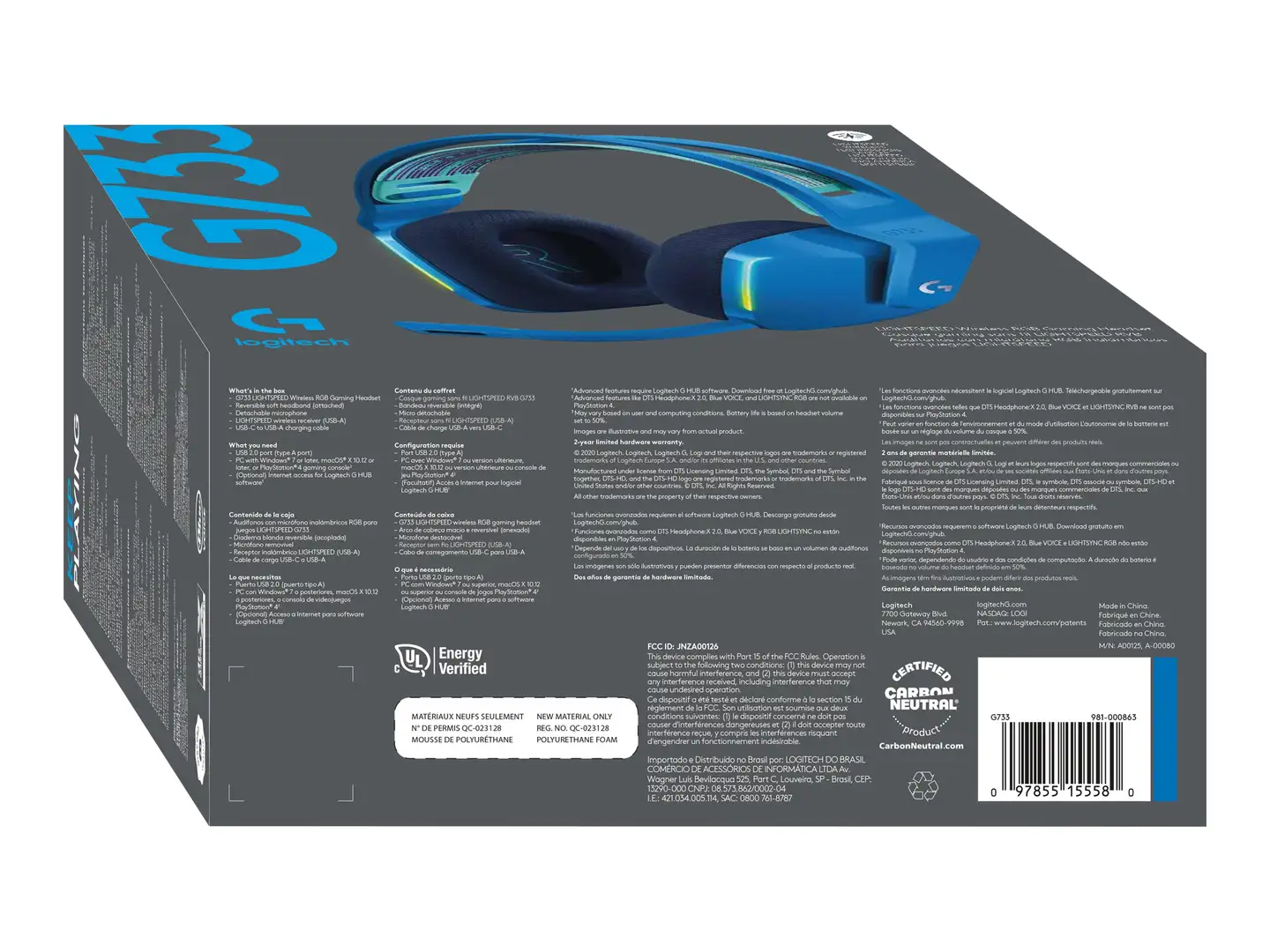 Logitech pelikuuloke Lightspeed G733 sininen - 19