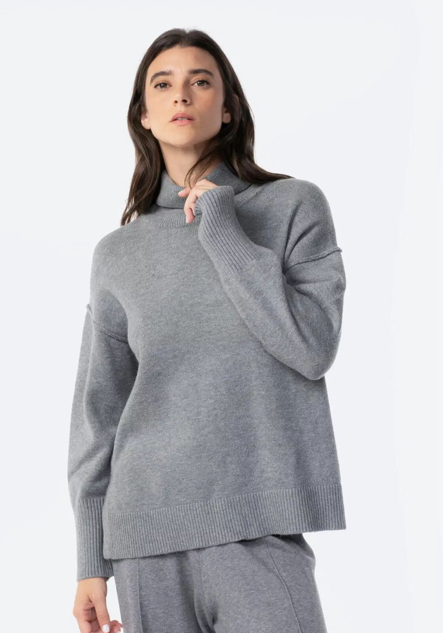 TEX naisten pooloneule I291411 - GREY - 1