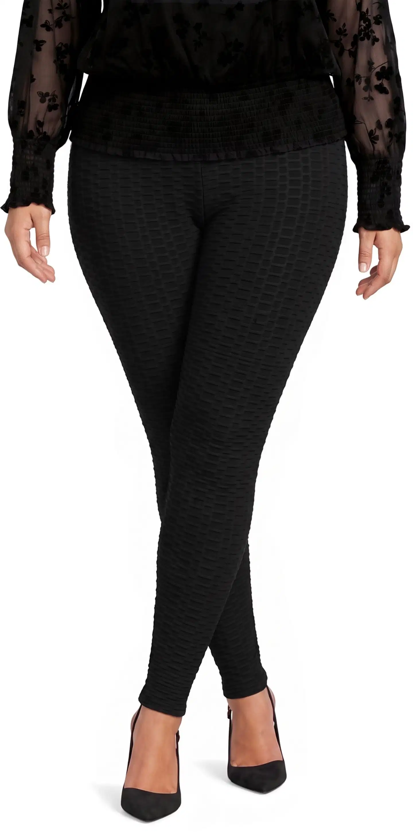 House naisten kuviolliset push-up leggingsit 222HP30624, D-mitoitus - Black - 1