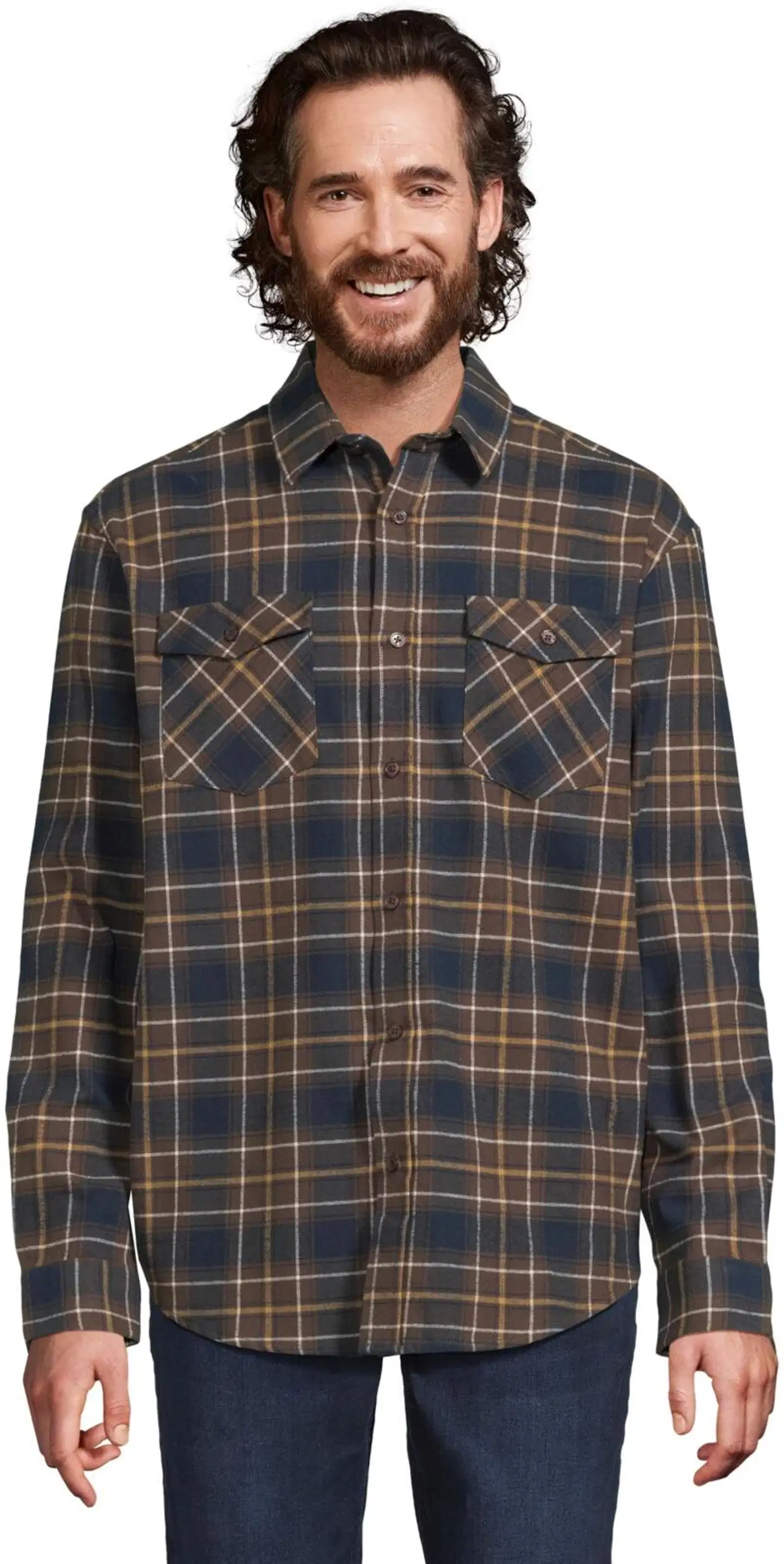 House miesten ruutupaita flanellia 194H292601 - Brown check - 1