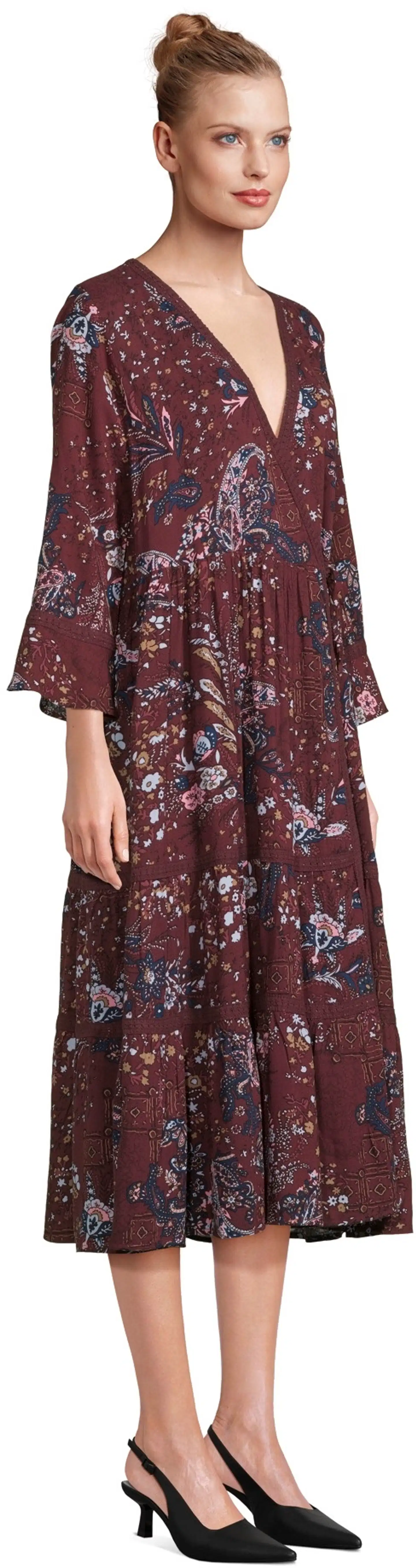 Margaux Riviera naisten kuviollinen midi kietaisumekko SOK-007 - WINE - 4
