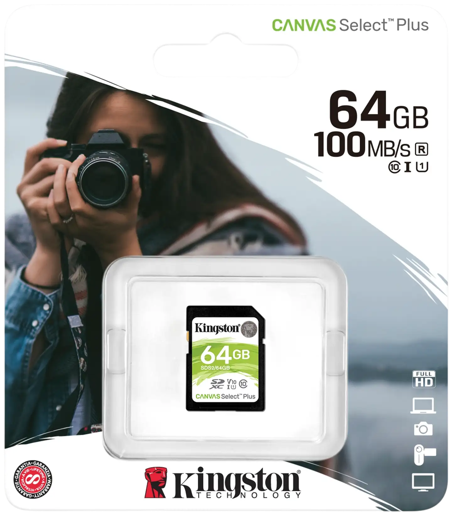 Kingston muistikortti 64GB microSDXC Canvas Select Plus 100R