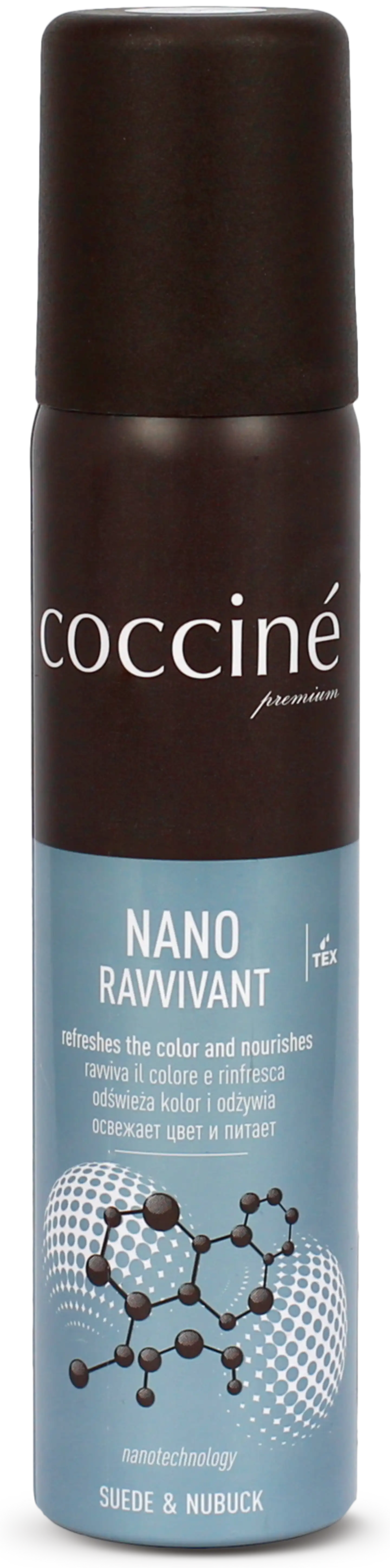 Coccine Nano Ravvivant  hoitoaine mokkanahalle ja nupukille 100 ml, musta