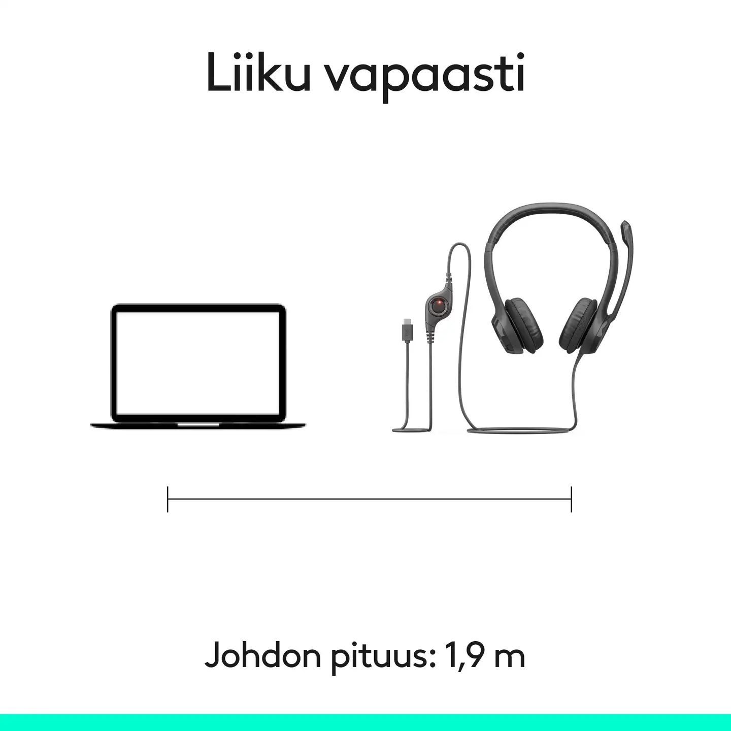 Logitech H390 USB-C headset musta - 10