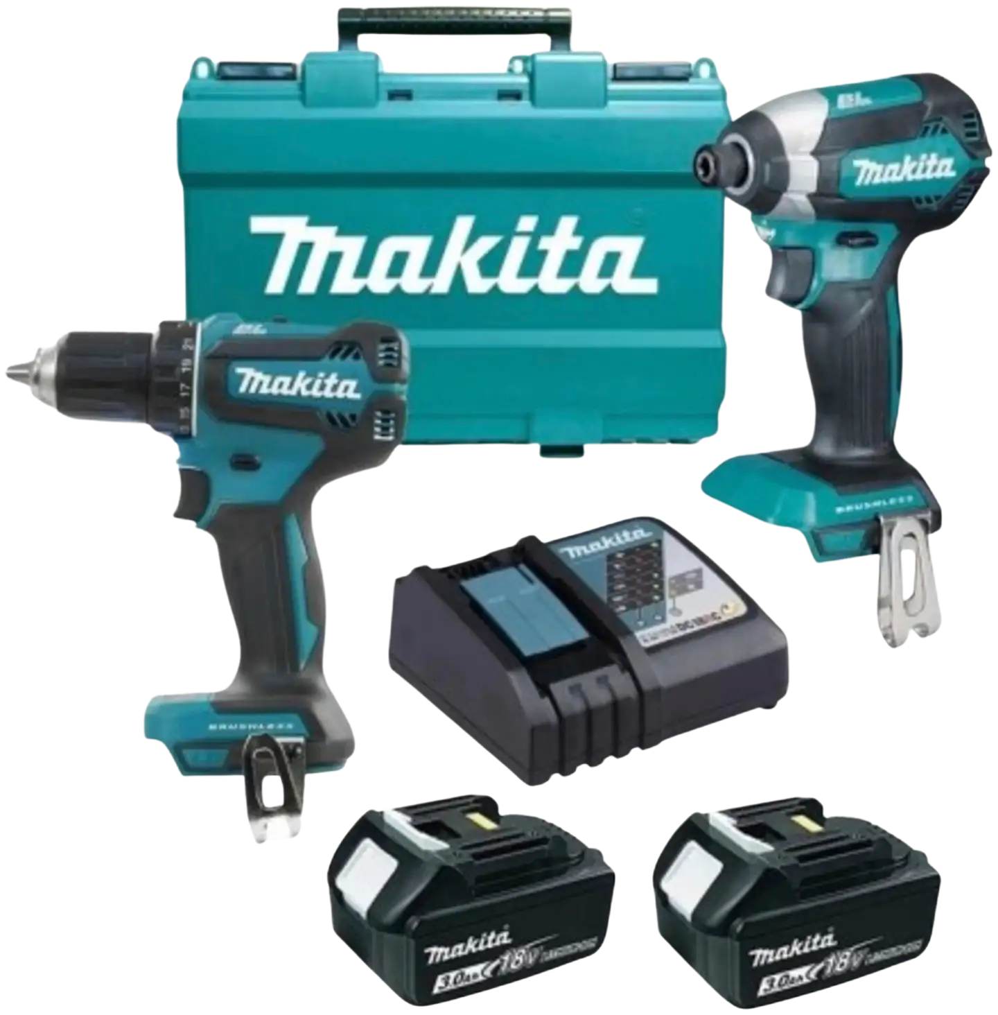 Makita akkukonesarja DLX2289TJ 18V sis. akkuporakone ja iskevä ruuviväännin, 2 x 3 Ah akkua ja laturi