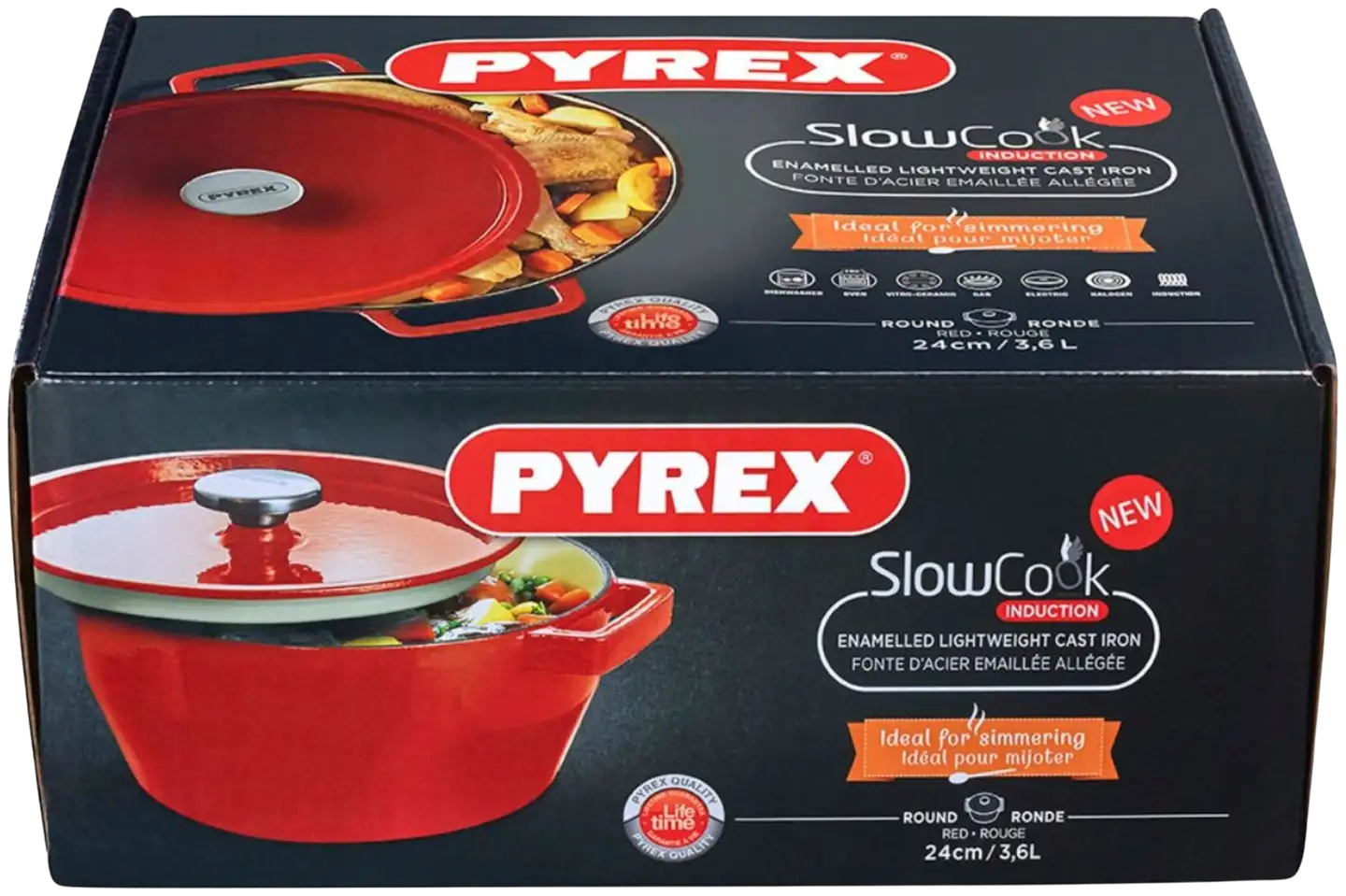 Pyrex valurautapata 4,0 l punainen - 2