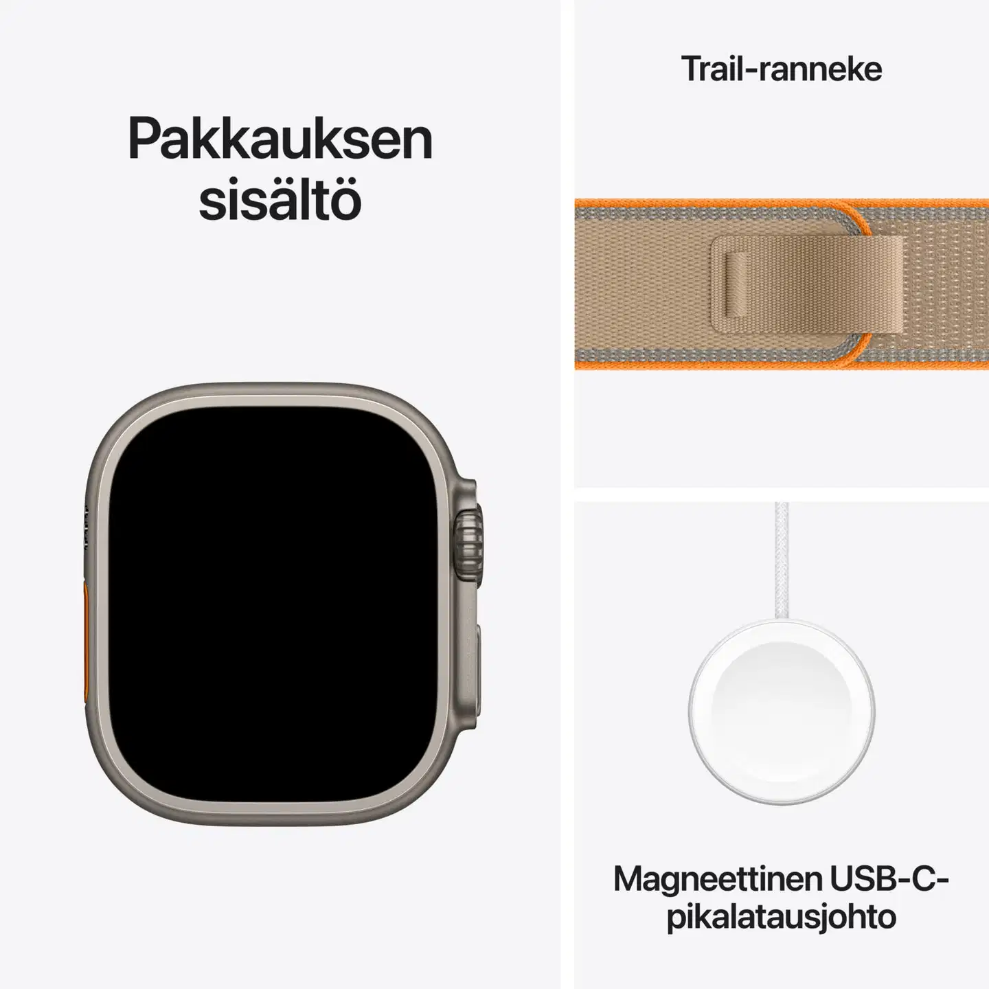 Apple Watch Ultra 4 GPS + Cellular 49 mm:n luonnontitaanikuori ja hiekanvärinen Trail Loop -ranneke - S/M - MJAJ4KS/A - 3