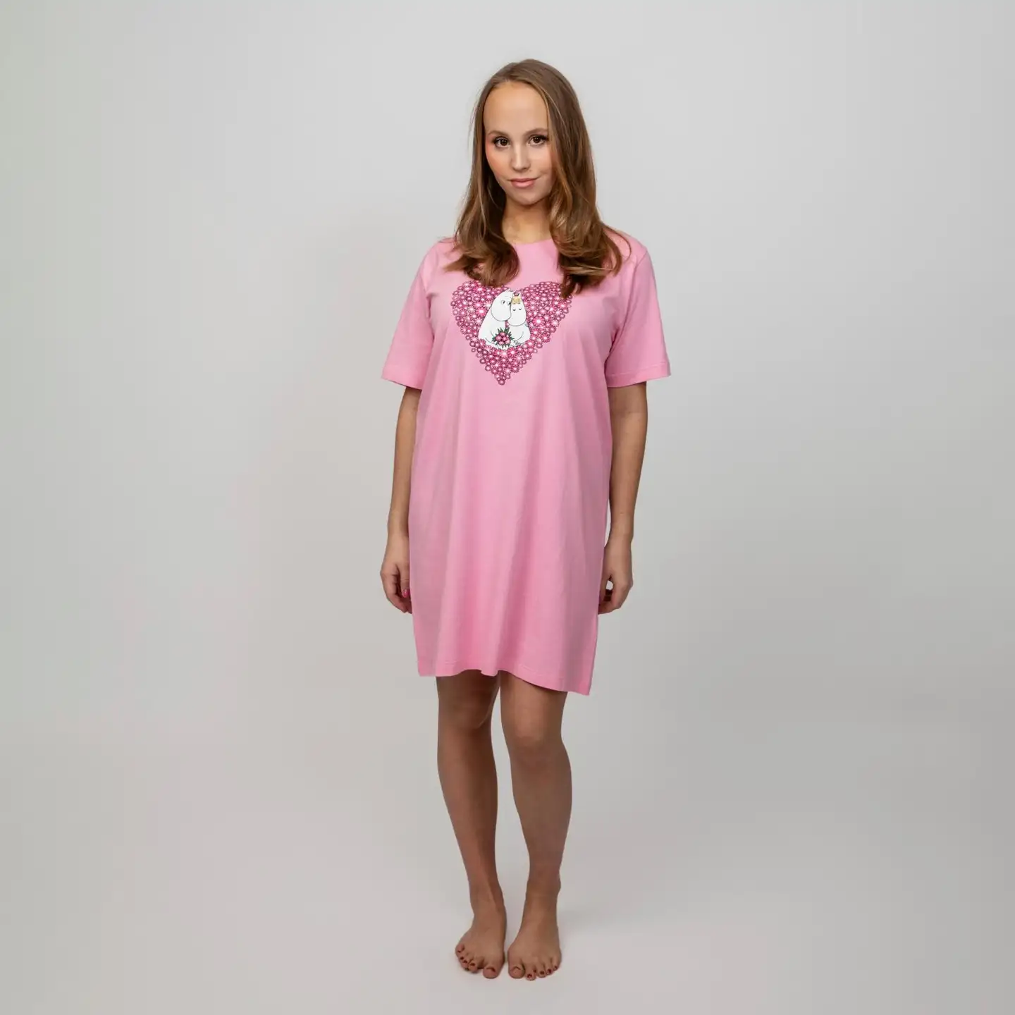 Muumi naisten yöpaita Iina Ystävät 590787 - Vaaleanpunainen - 2