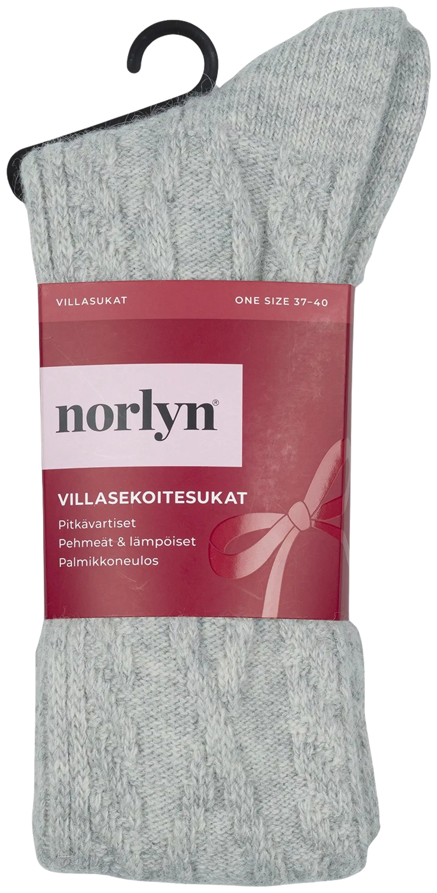 Norlyn naisten villasekoitesukat - Light Grey Melange - 1