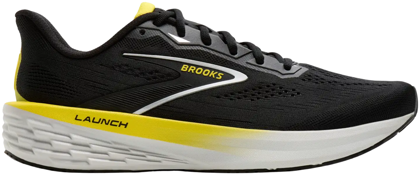 Brooks miesten juoksukengät Launch 12 - Black/Cyber Yellow/Oyster - 4