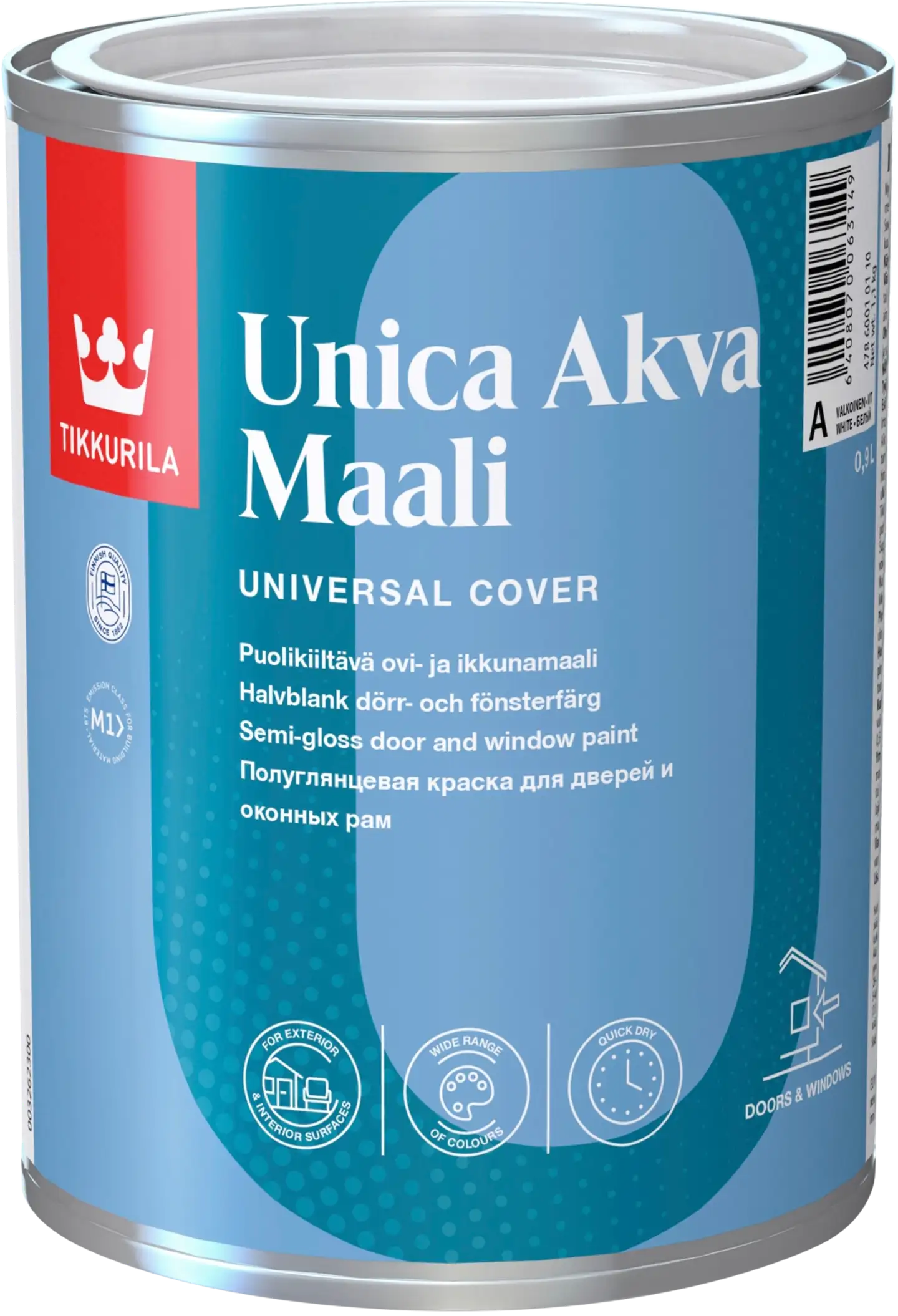 Tikkurila Unica Akva ovi- ja ikkunamaali 0,9l C vain sävytykseen puolikiiltävä