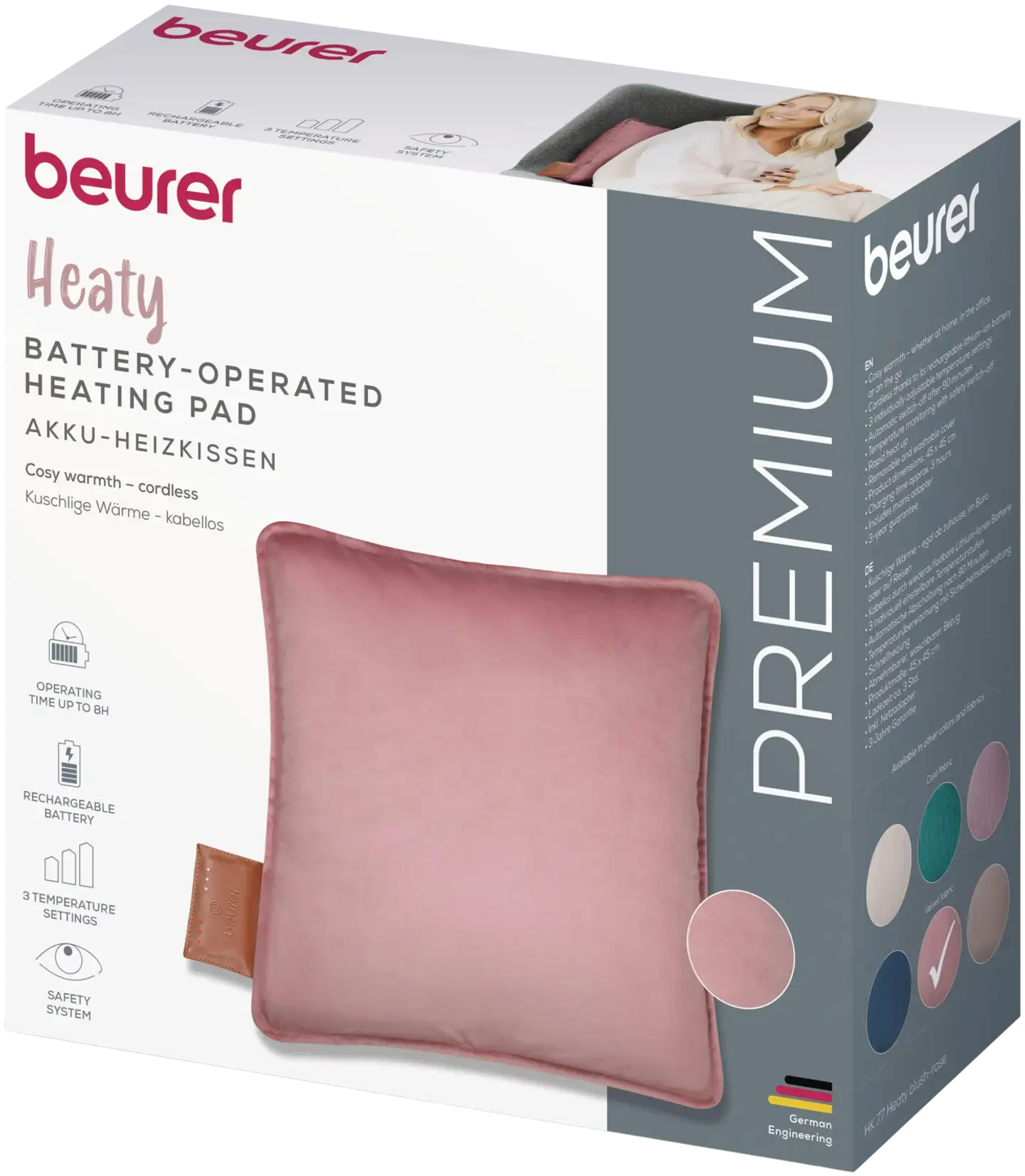 Beurer HK77 Heaty akkukäyttöinen lämpötyyny, ruusu - 4