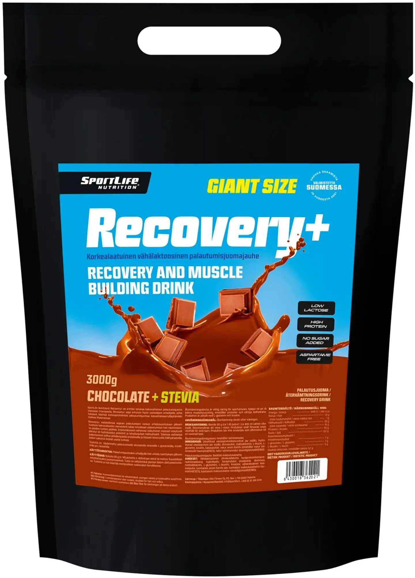 SportLife Nutrition Recovery+ 3kg suklaa palautusjuoma