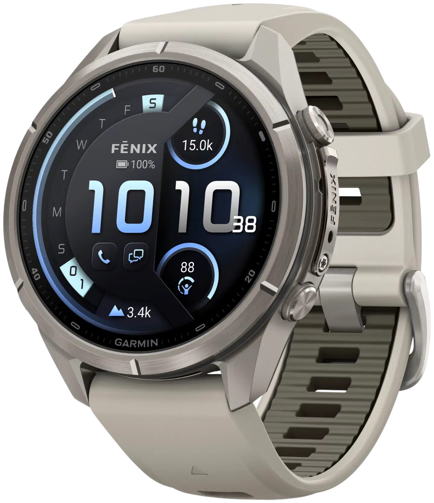 Garmin Fenix 9 Pro inReach 43 mm titaani, sumunharmaa ja tumma hiekanvärinen urheilukello - 1