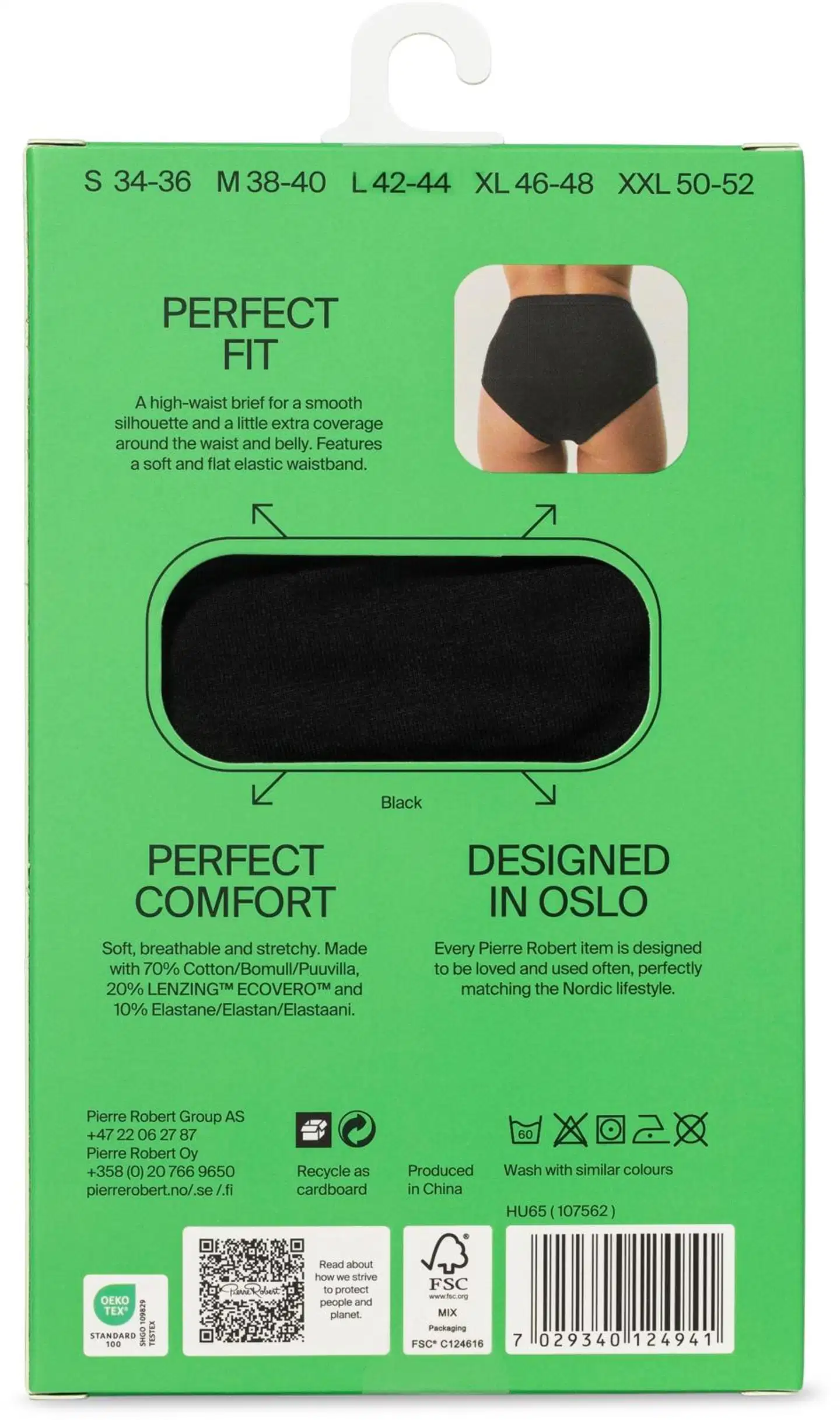 Pierre Robert naisten high waist alushousut HU65 - Black - 4