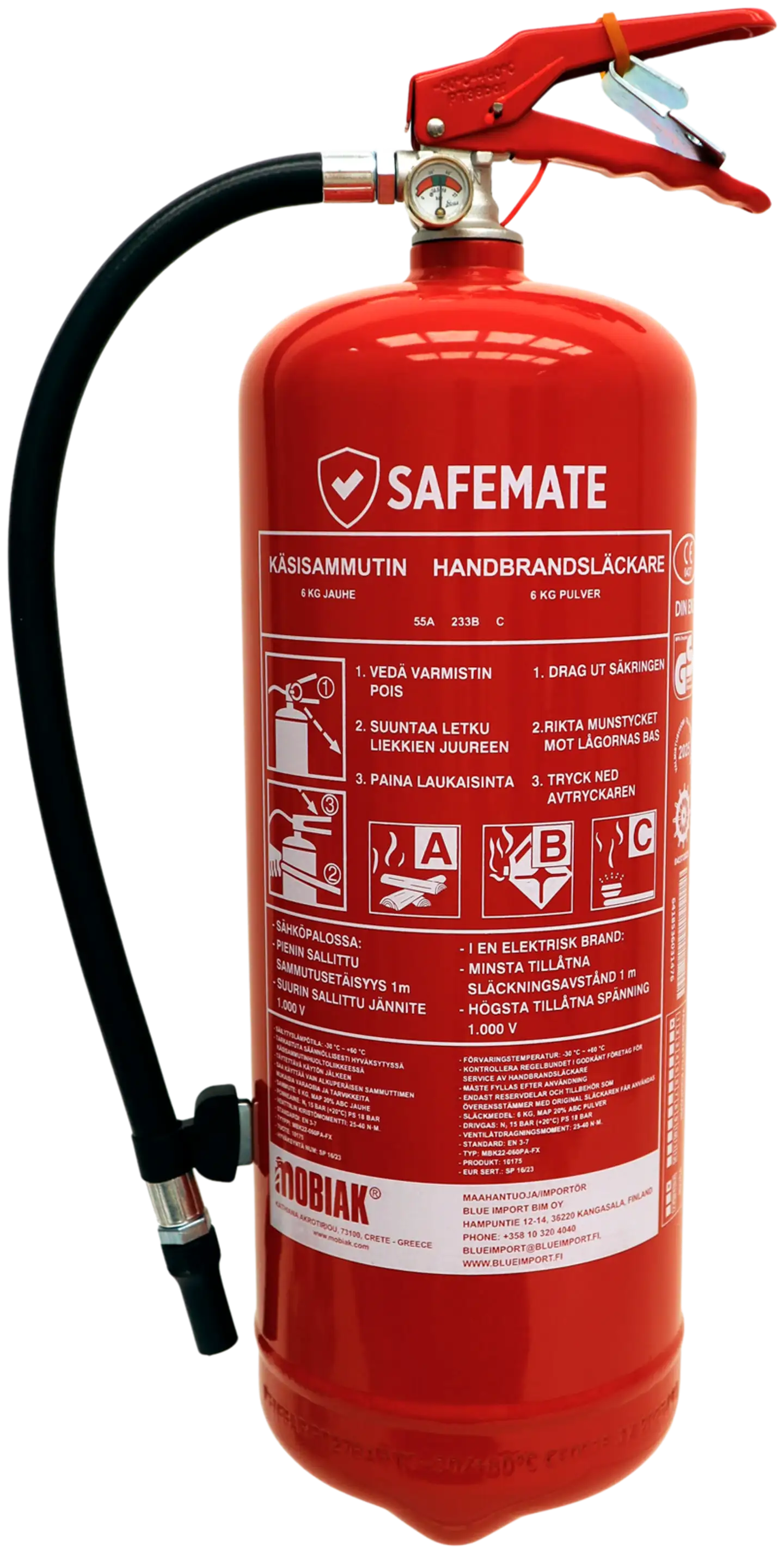 SafeMate jauhesammutin 6kg, 55A/233B/C - 1