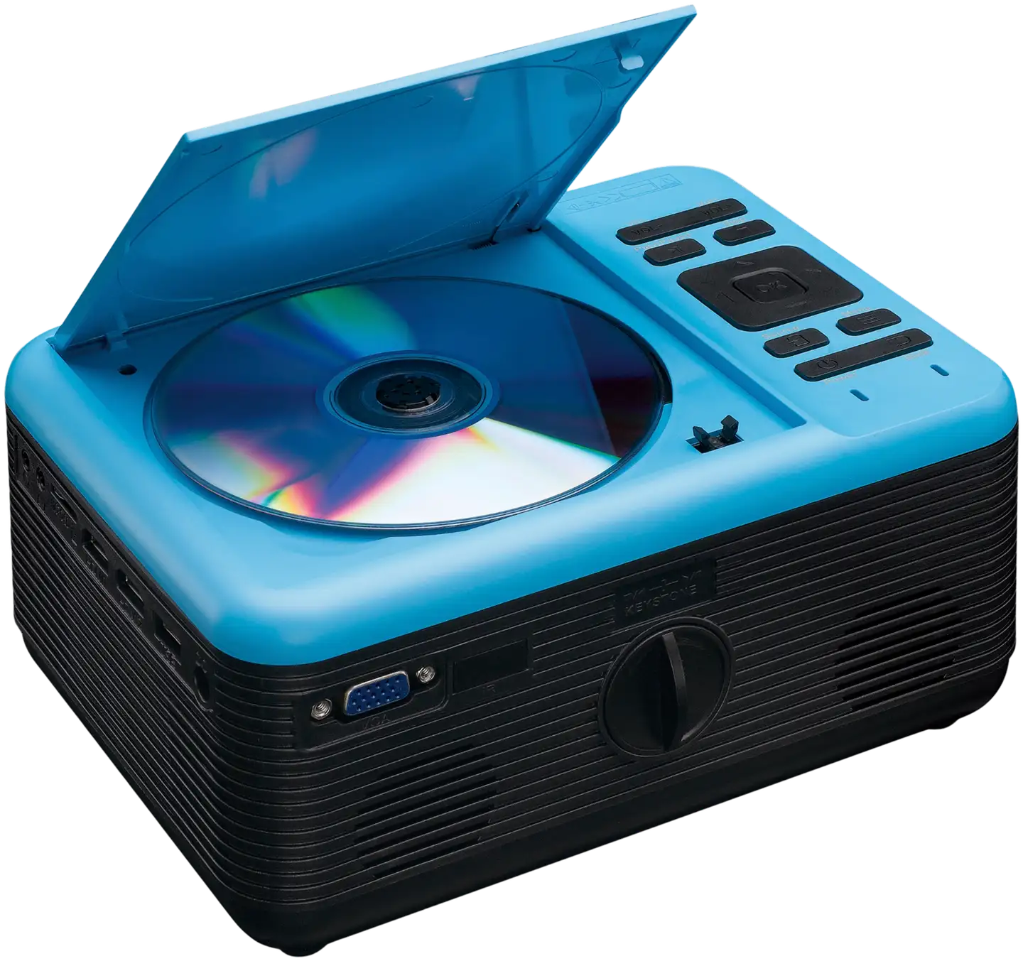 Lenco Full HD LCD-projektori sisäänrakennetulla DVD-soittimella ja Bluetooth audio yhteydellä LPJ-500BU sininen - 2