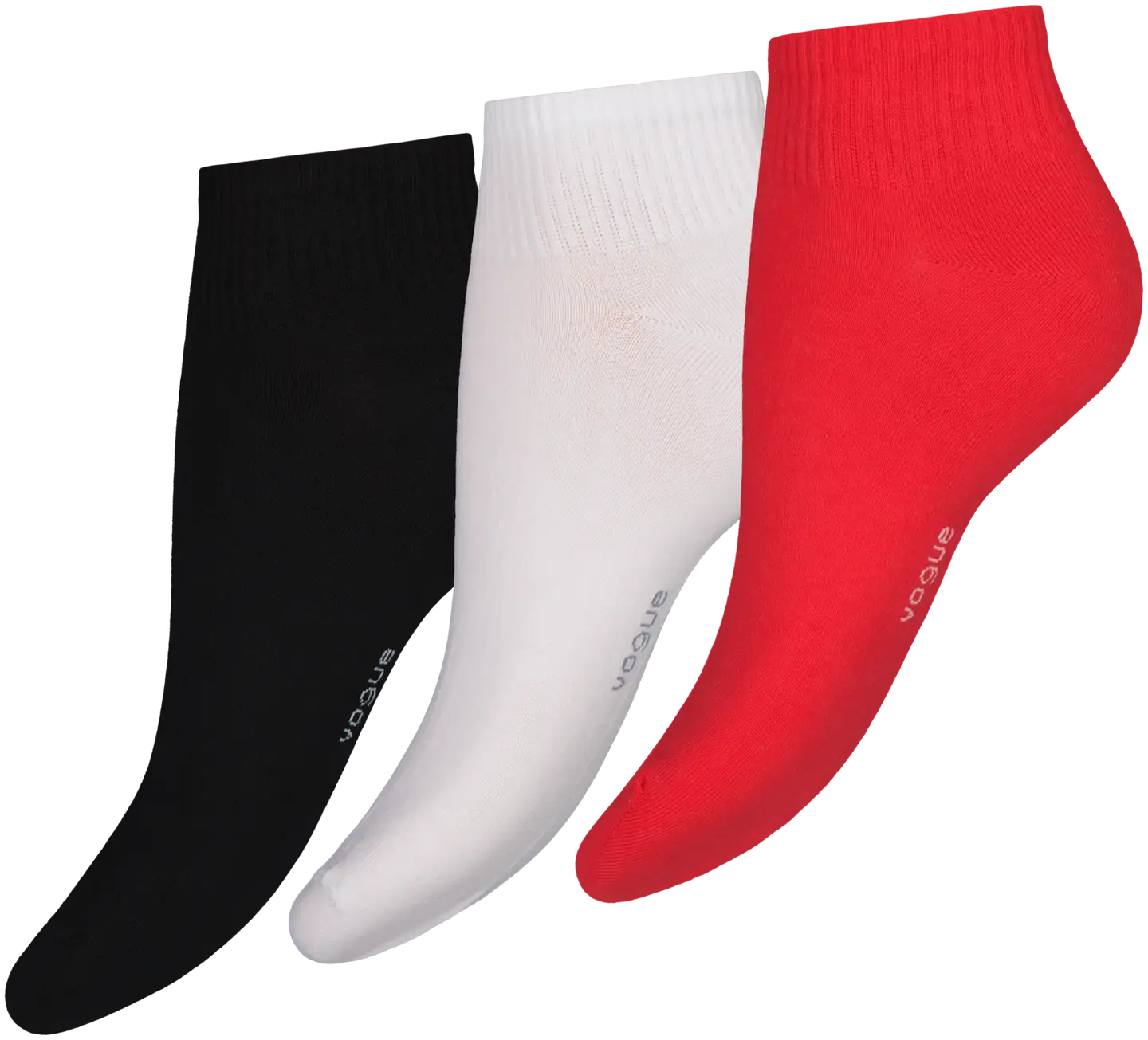 Vogue naisten Cotton Rib Sneaker 3-pack - POPPY RED