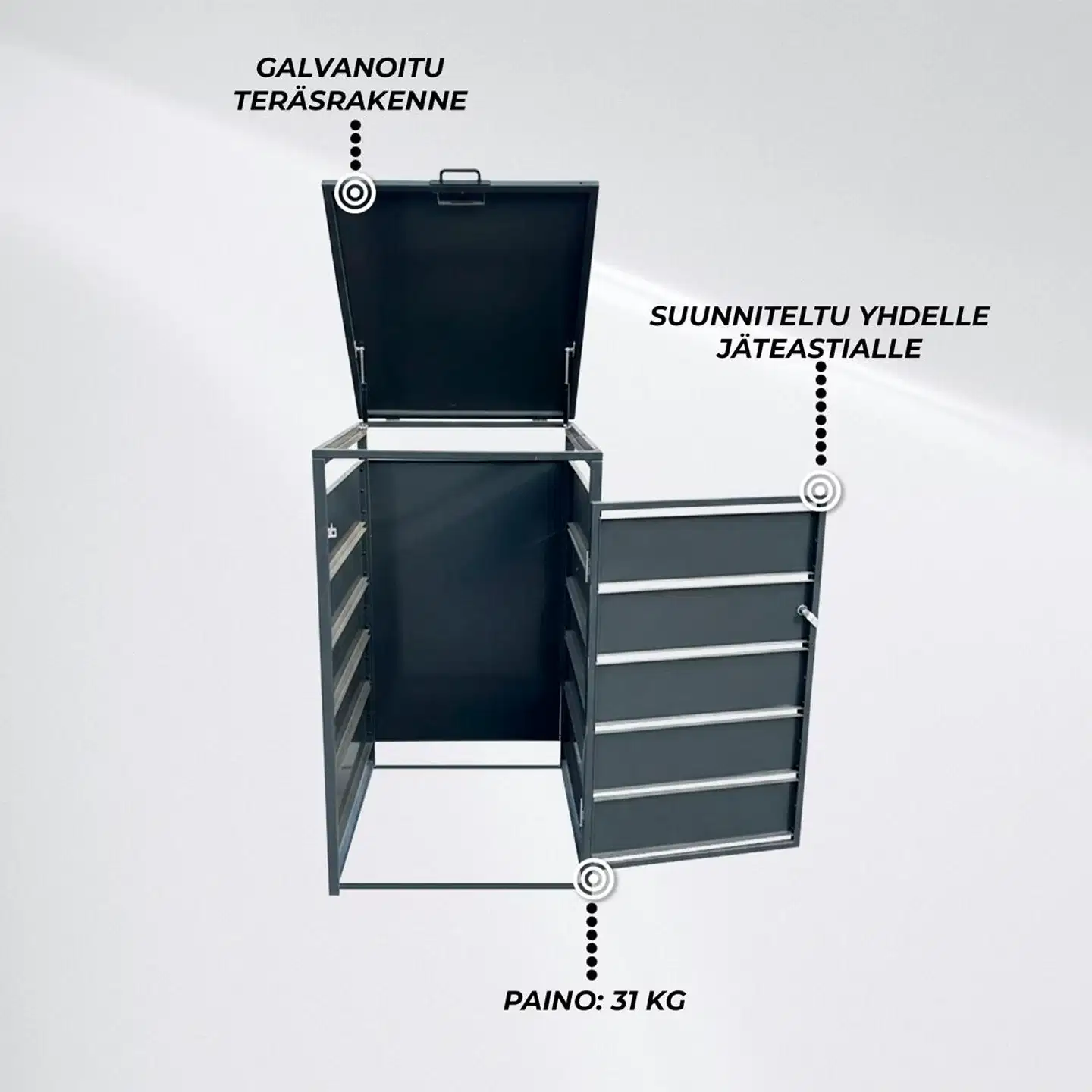 Fornorth roskakatos premium 71x82x123cm - 2