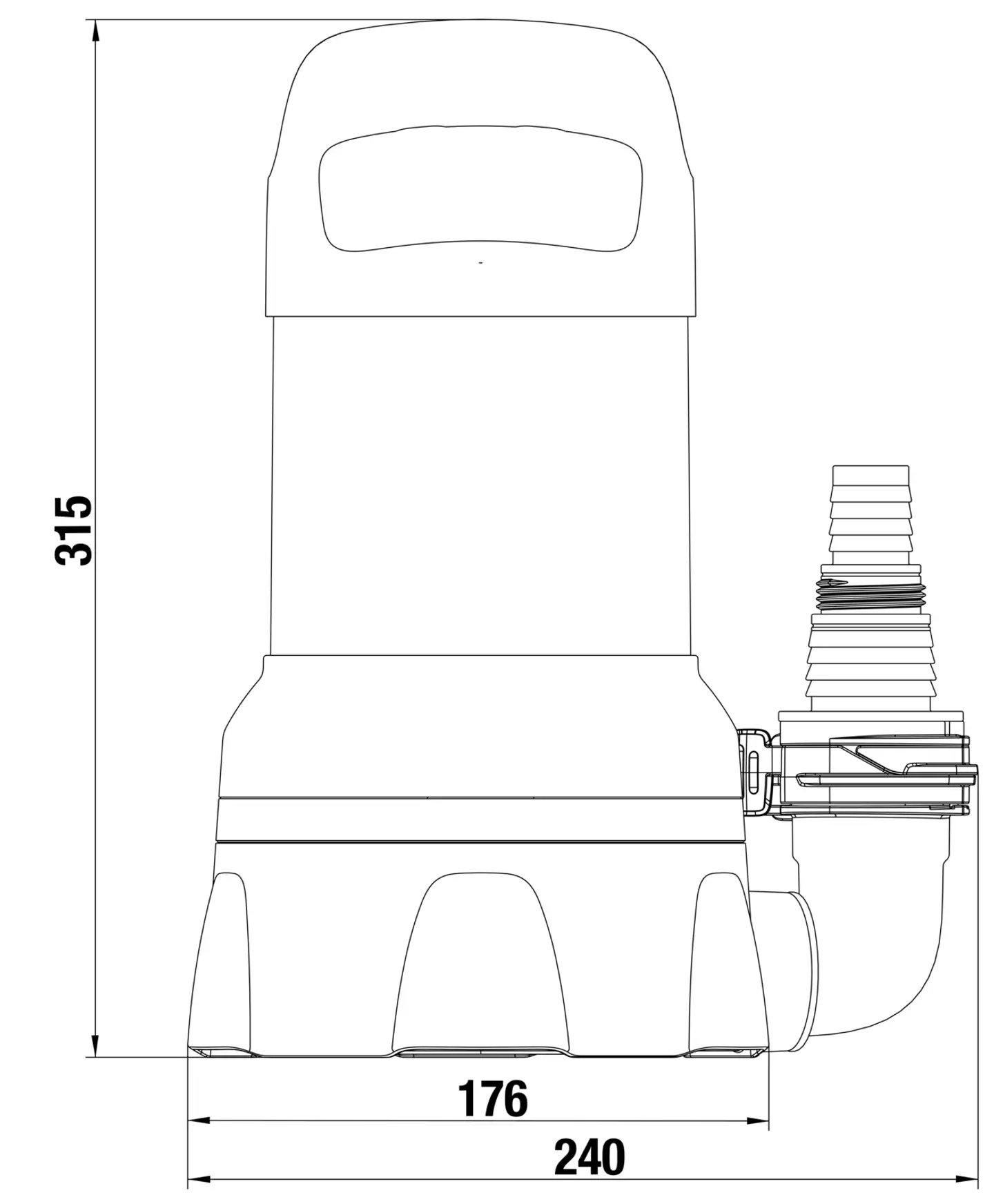 Uppopumppu 11000450 W, 11000 l/h, 0,7 bar, imukorkeus min 2 mm. Liitin 1 1/4" - 4