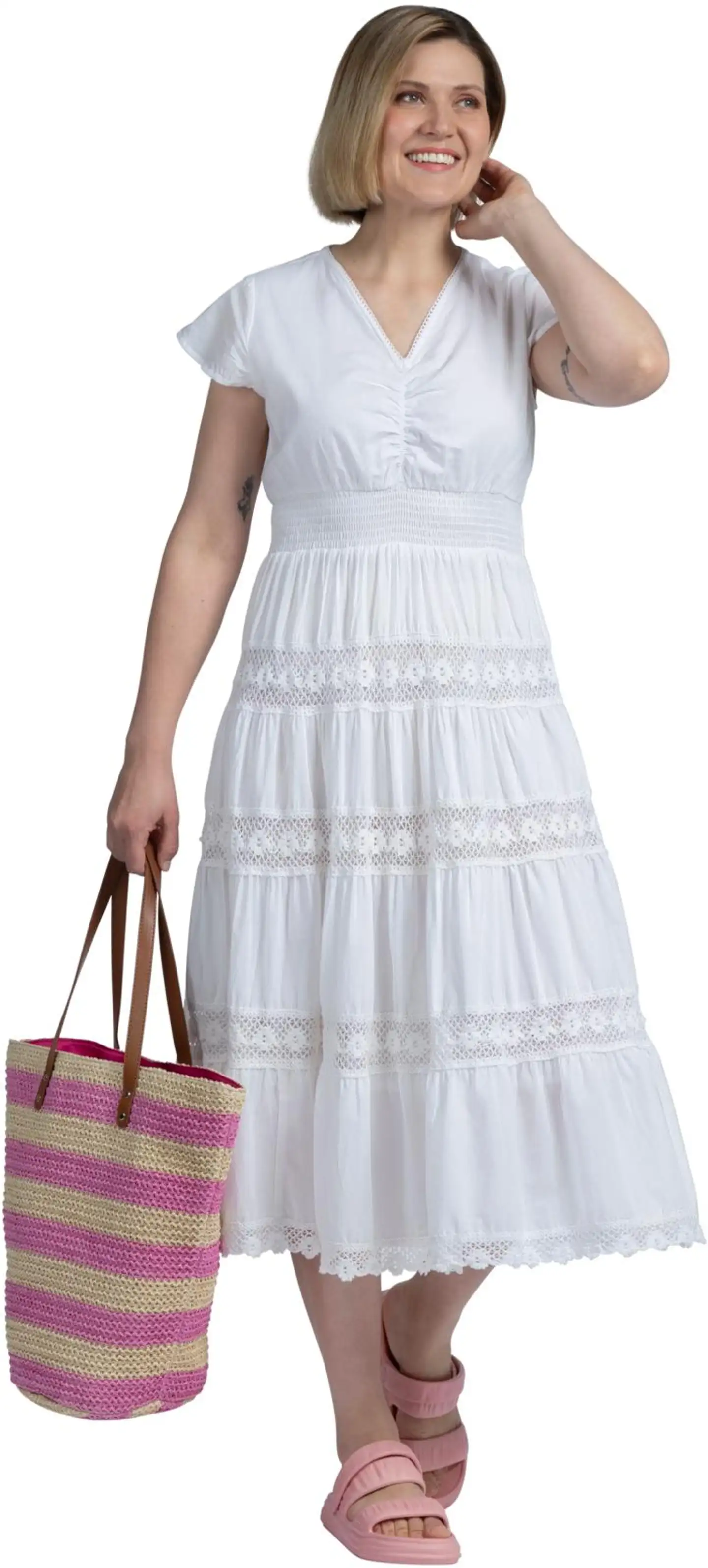 Margaux Riviera naisten midimekko MR-360 - WHITE - 6