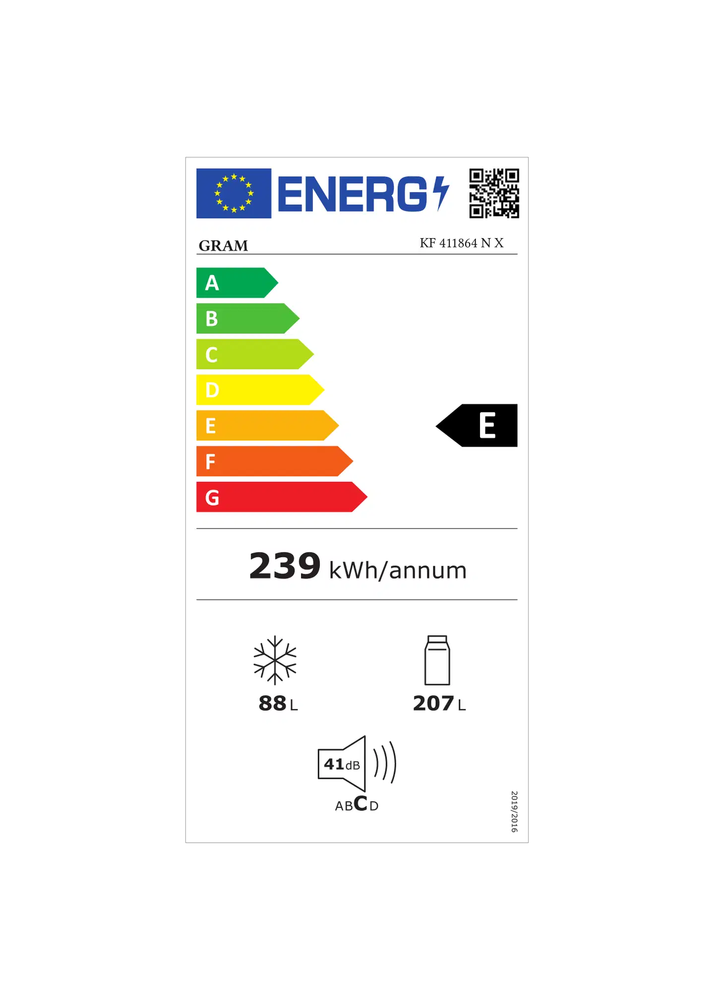 Gram jääkaappipakastin KF 411864 NX teräs - 3