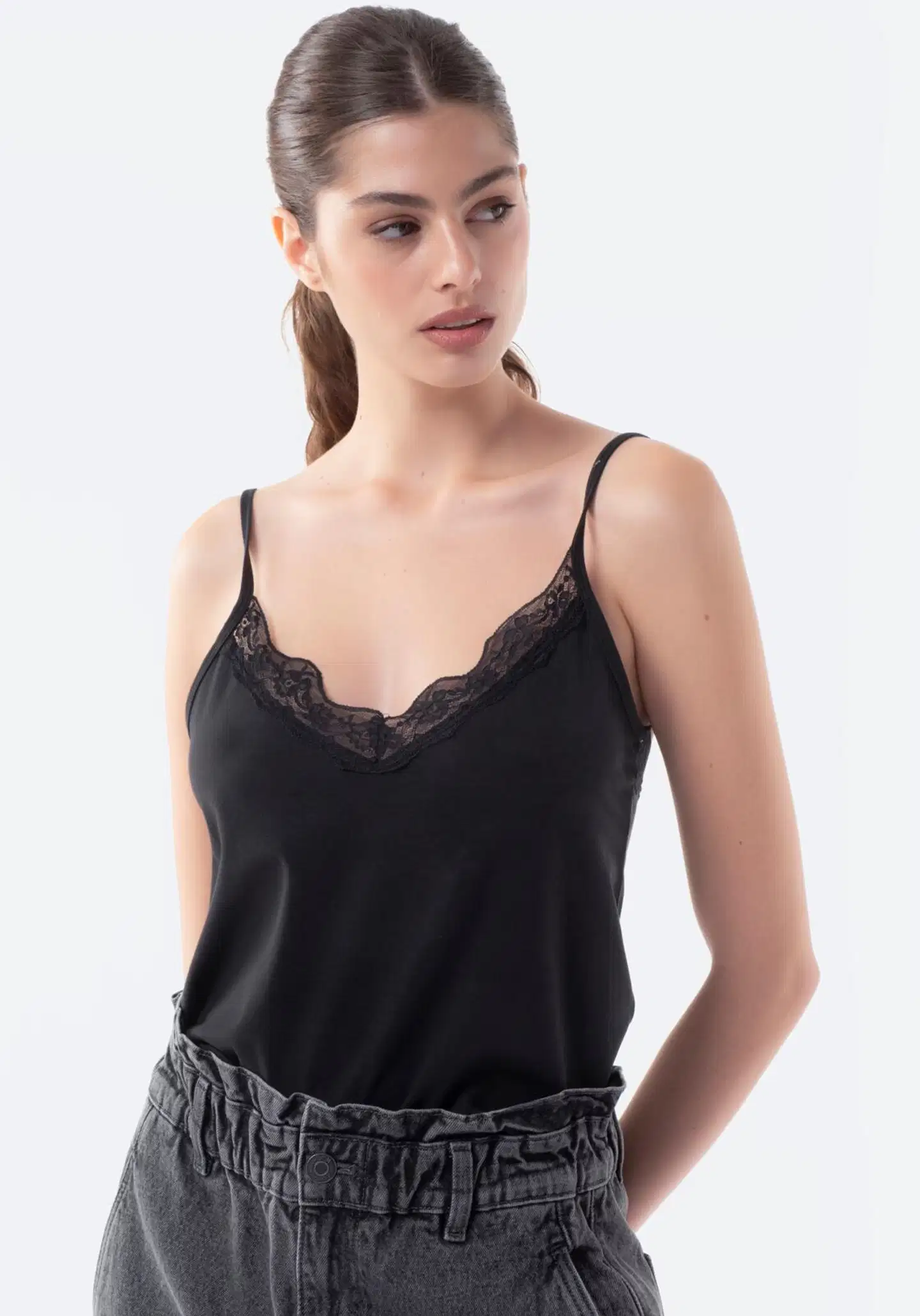 TEX naisten toppi pitsisomisteella I958550 - BLACK 1 - 1
