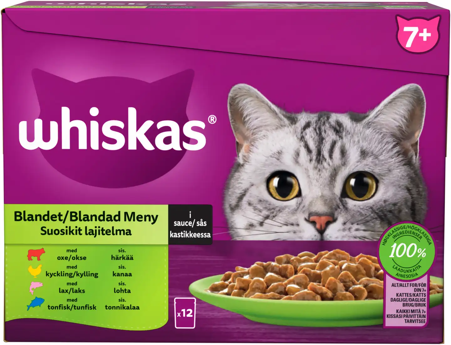 Whiskas 7+ Suosikit Lajitelma kastikkeessa (12 x 85 g)