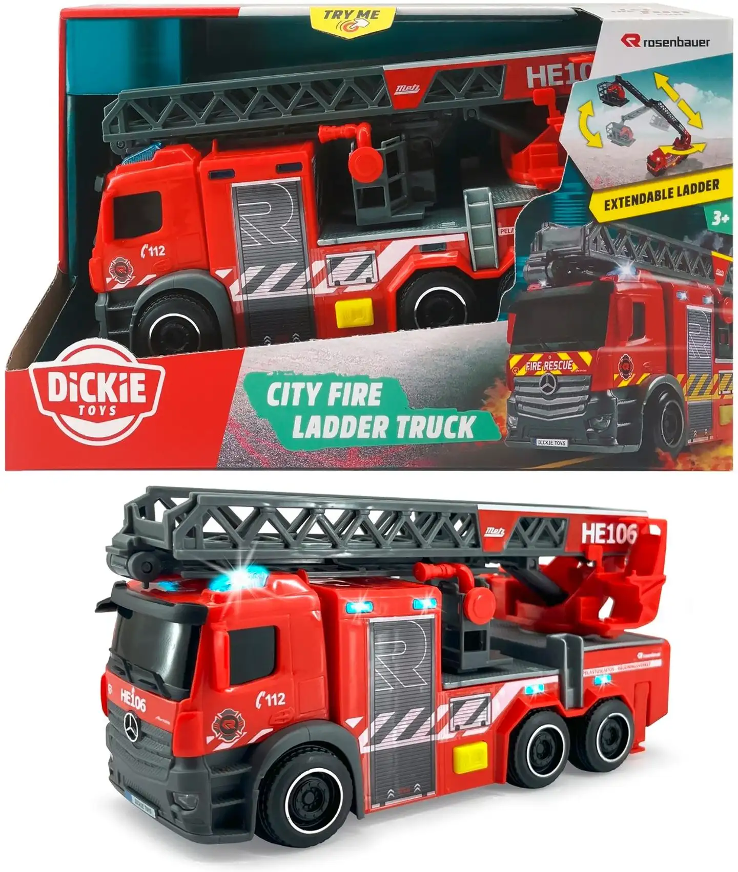 Dickie Toys tikaspaloauto, suomenkielinen malli, 23 cm - 1