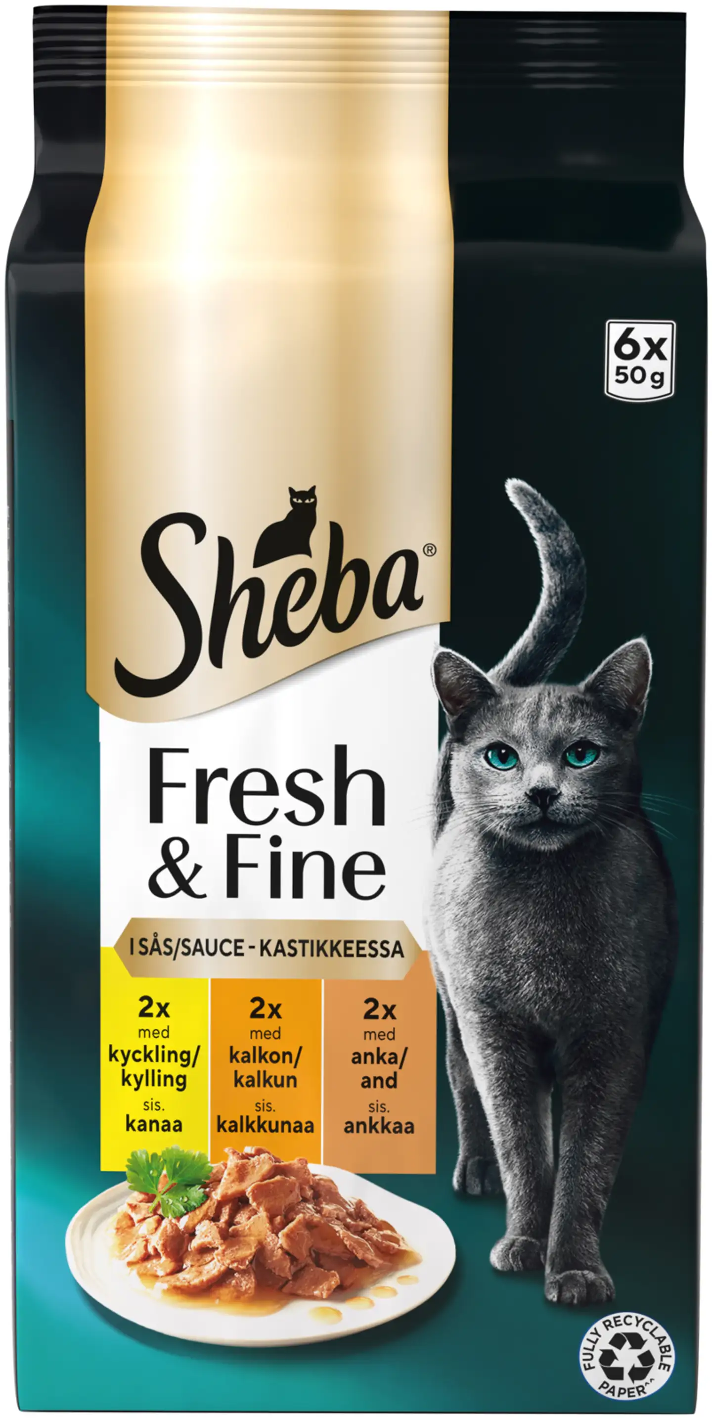 Sheba Fresh & Fine Siipikarjalajitelma kastikkeessa 6x50g