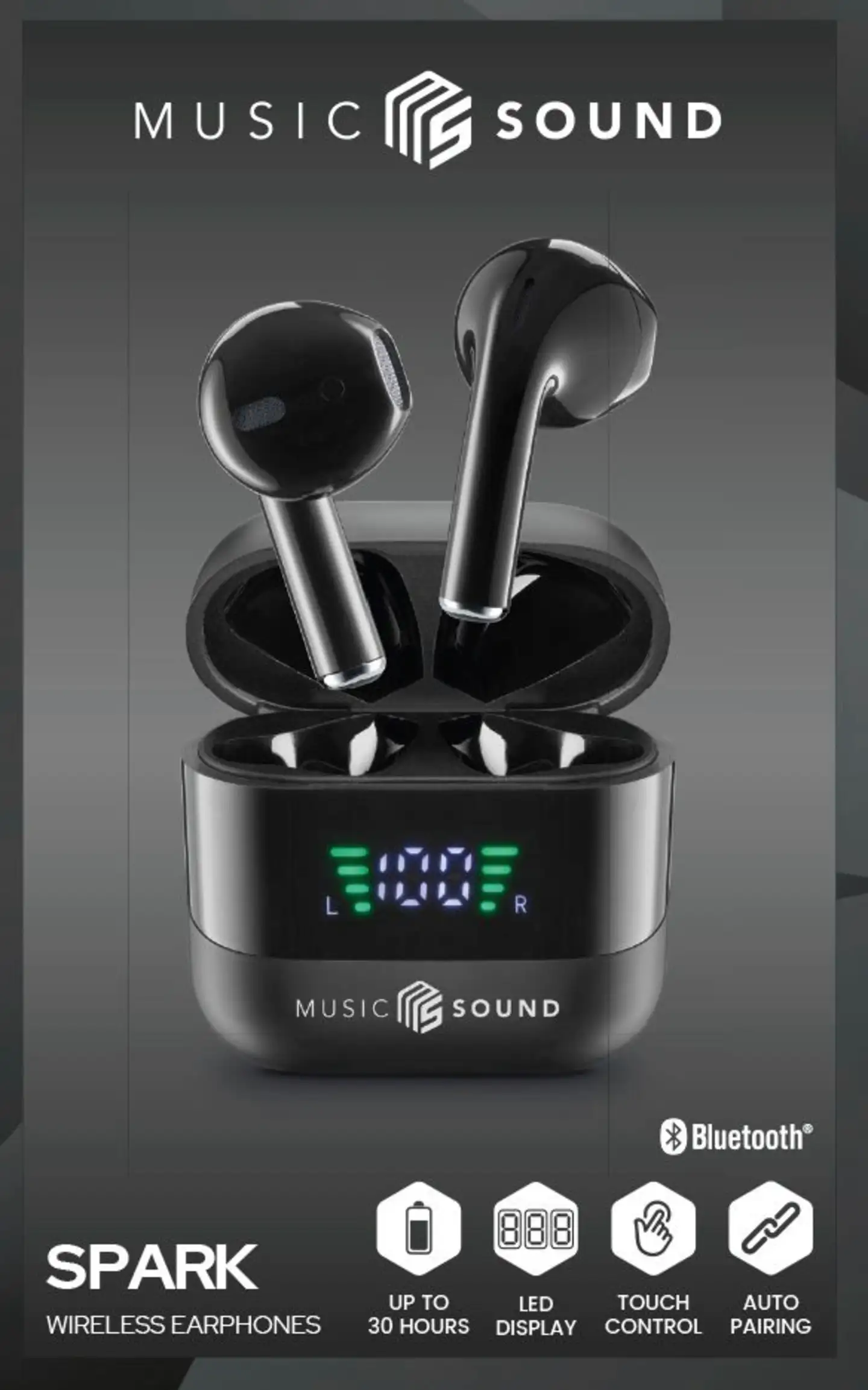 MusicSound langattomat nappikuulokkeet Spark musta - 2