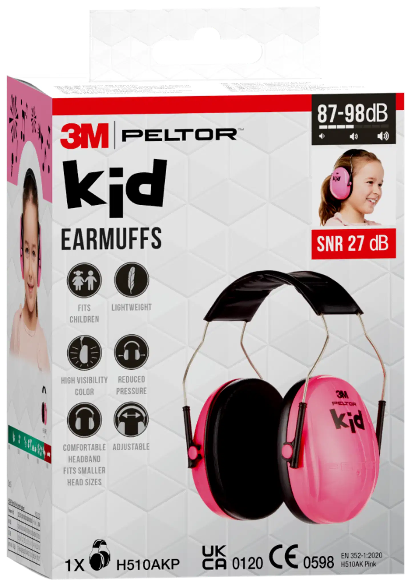 3M™ lasten PELTOR™-kuulonsuojain H510AKP, SNR-arvo 27 dB, vaaleanpunainen - 7