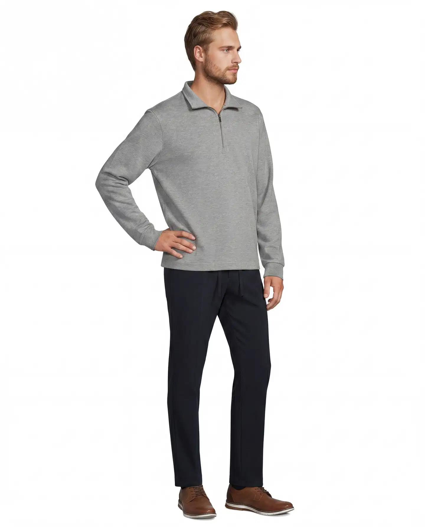 London Fog miesten collegepaita 1/zip 194L292608 - L.grey htr - 4
