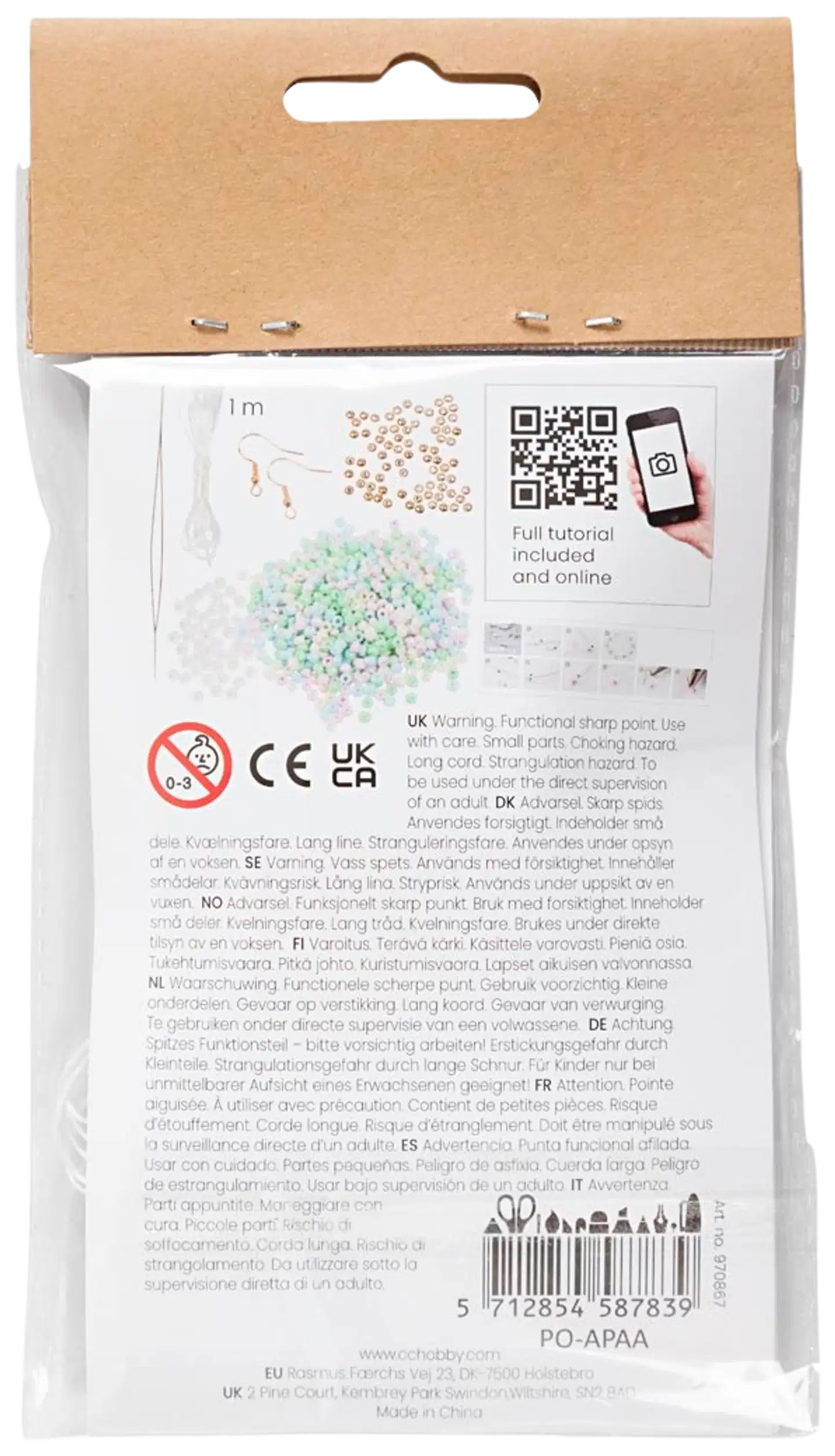 Askartelusetti Mini Koruaskartelu, joustava rannekoru, korvarenkaat, 1 pkk - 2