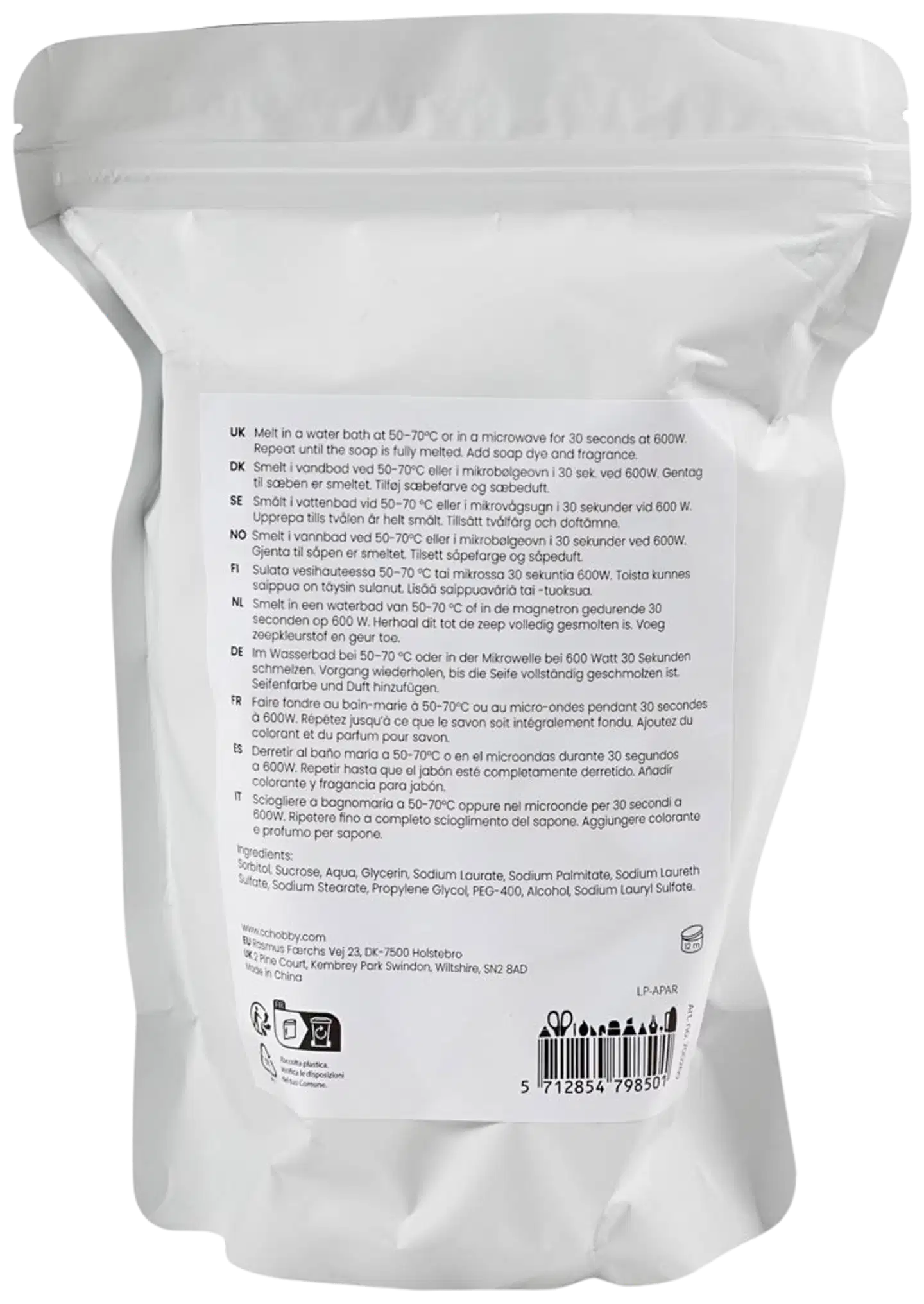 Creativ Company kirkas saippuamassa, rakeita, 500 g - 2