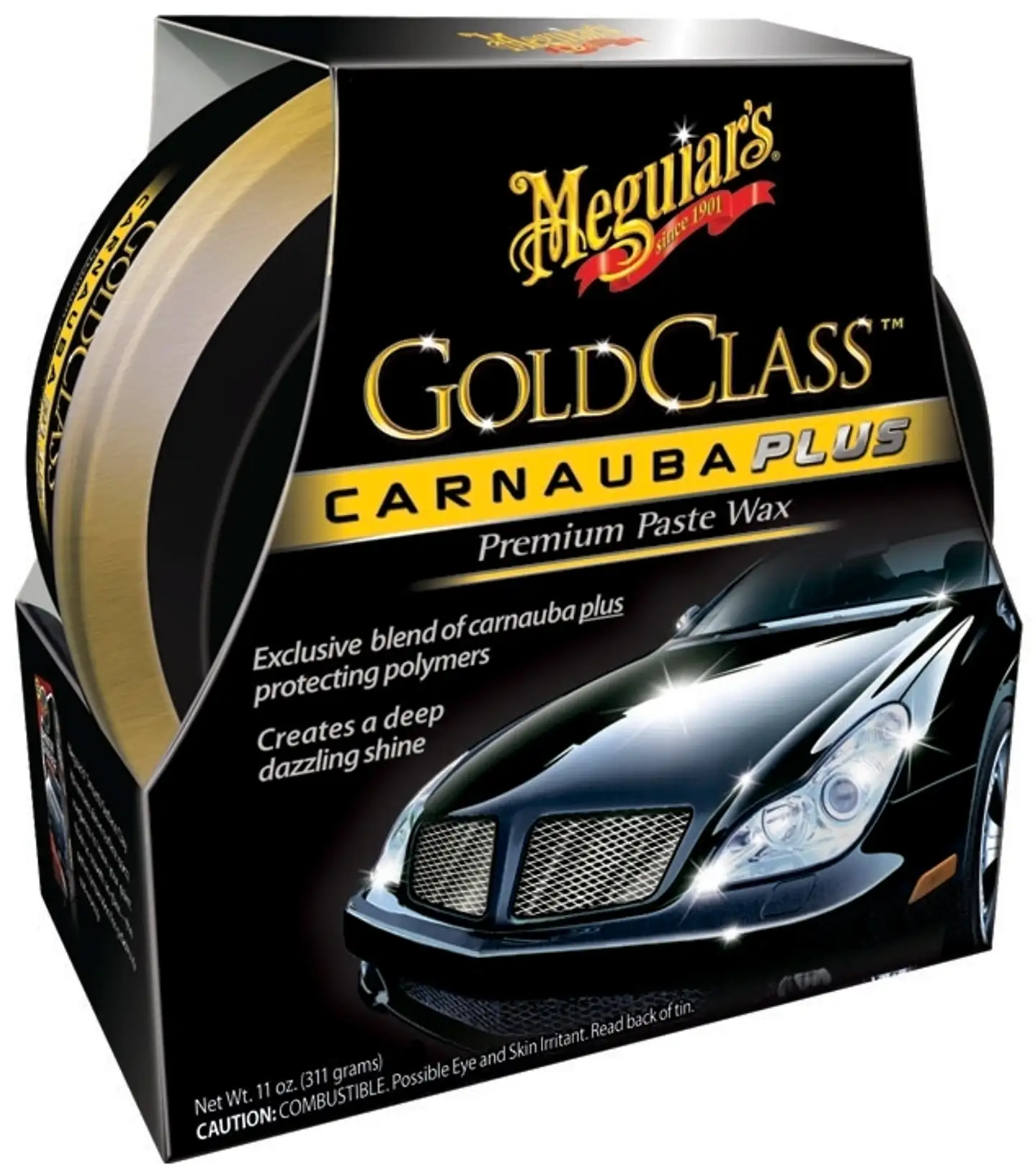 Meguiar's gold class wax autovaha, korkean kiillon ja suojan kiinteä carnaubavaha 311g