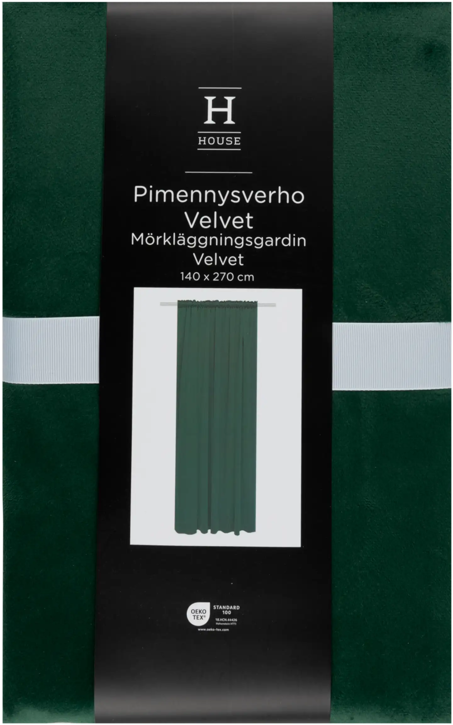 House pimennysverho Velvet 140x270 cm tummanvihreä - 1